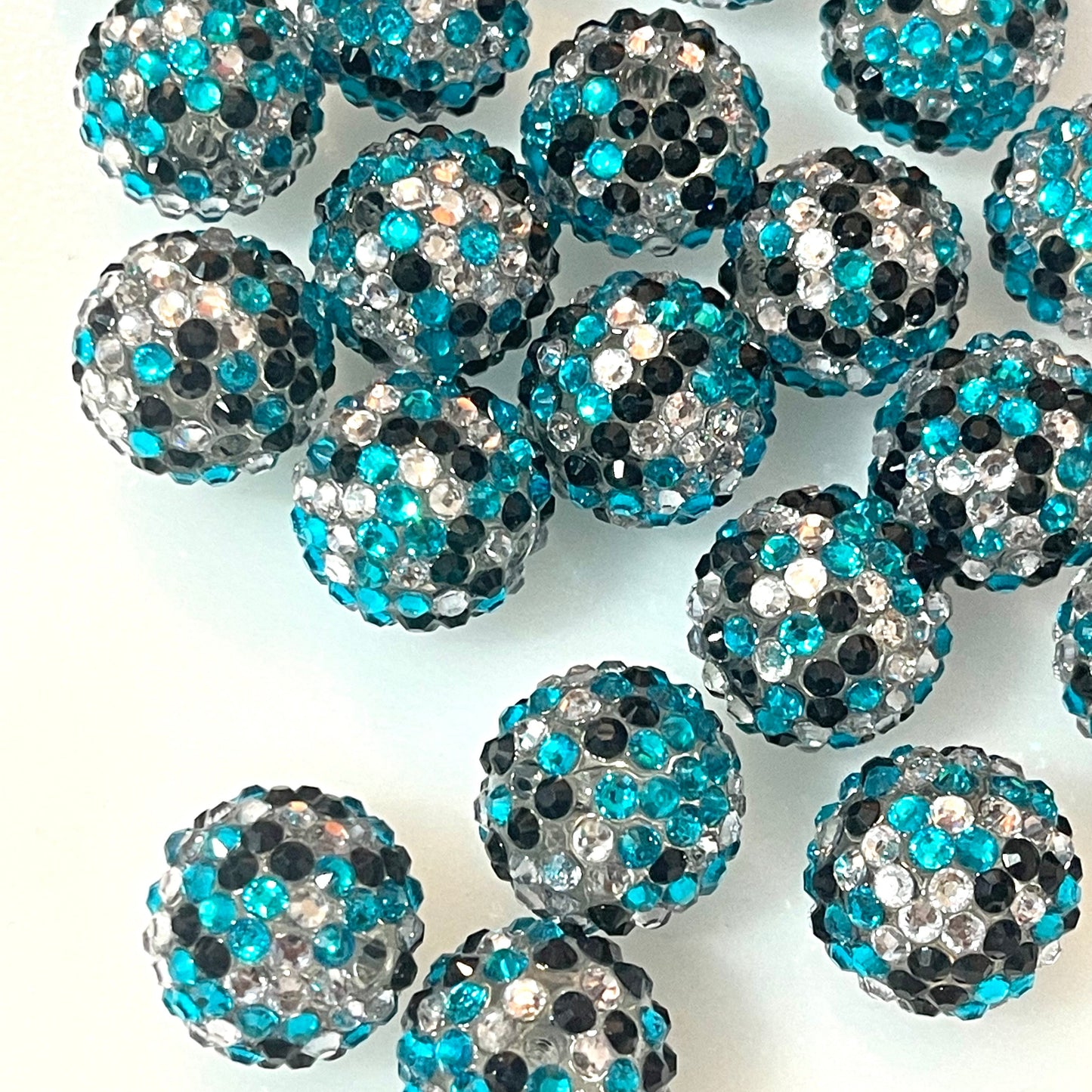 Blue & White Rhinestone Beads