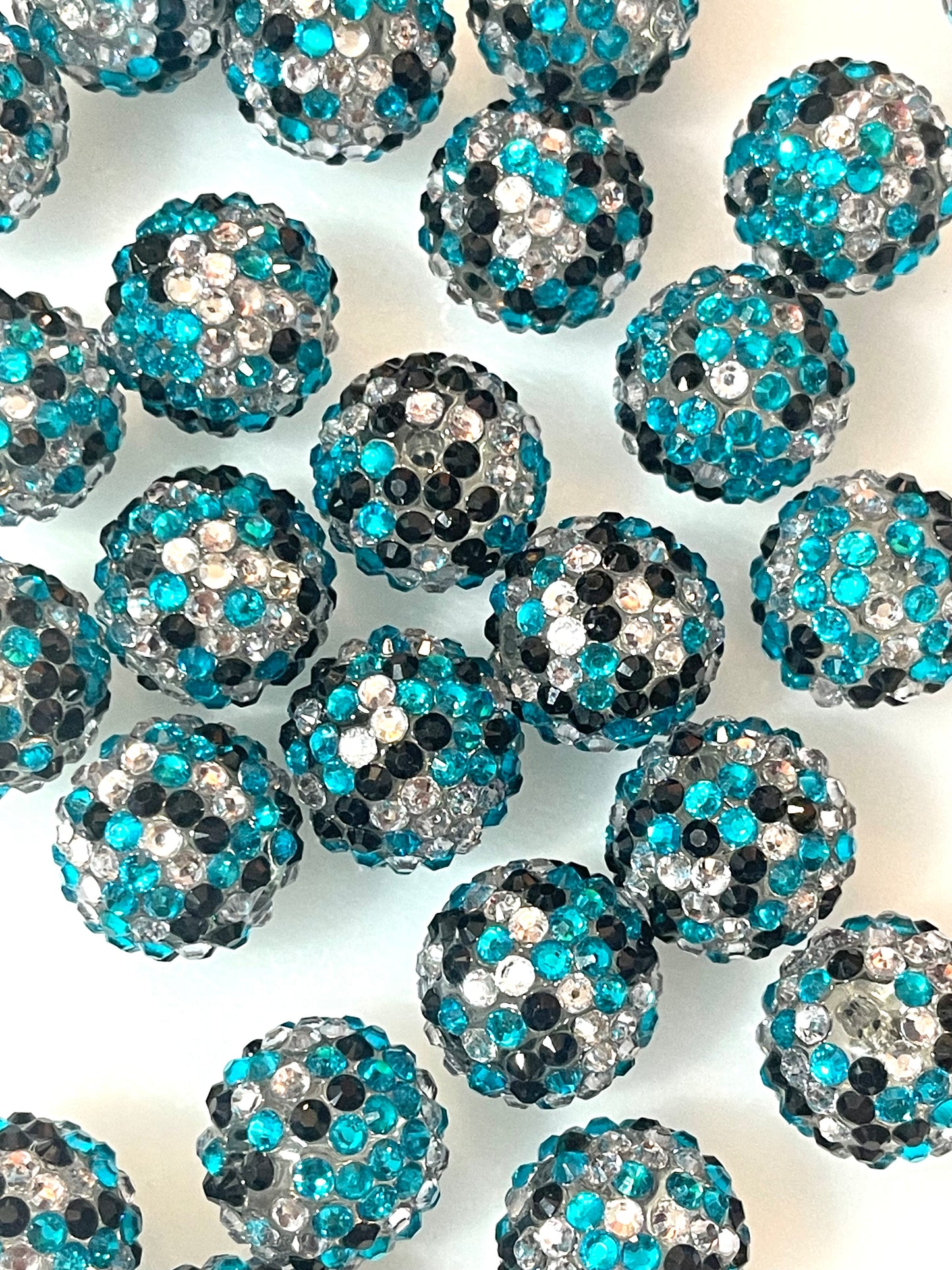 Blue & White Rhinestone Beads