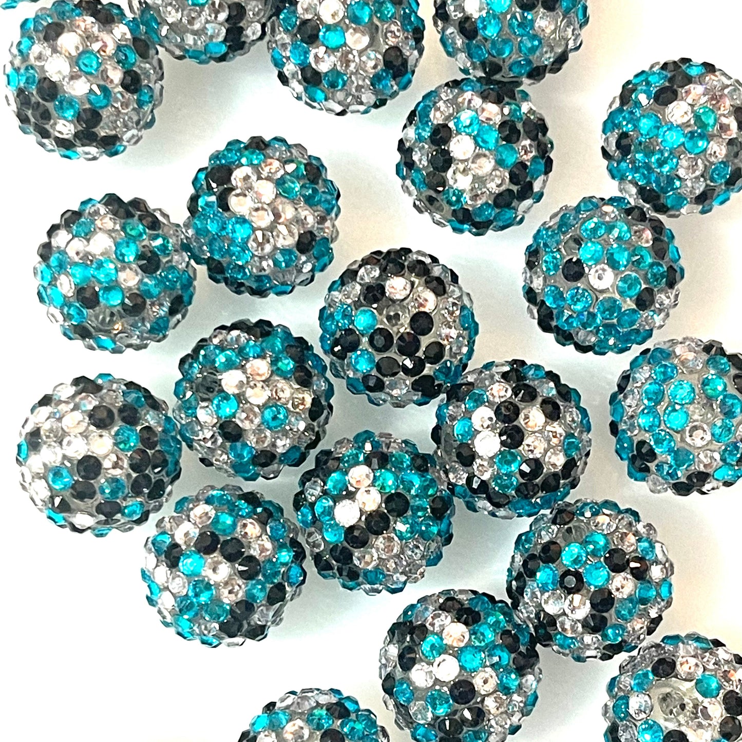 Blue & White Rhinestone Beads
