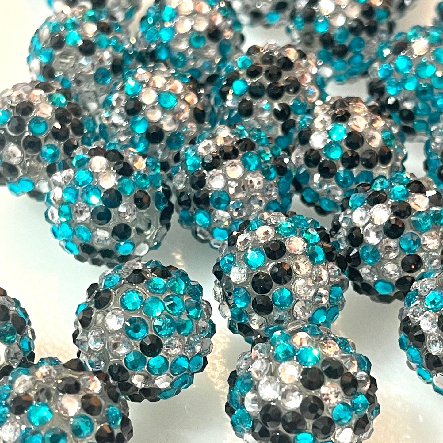 Blue & White Rhinestone Beads