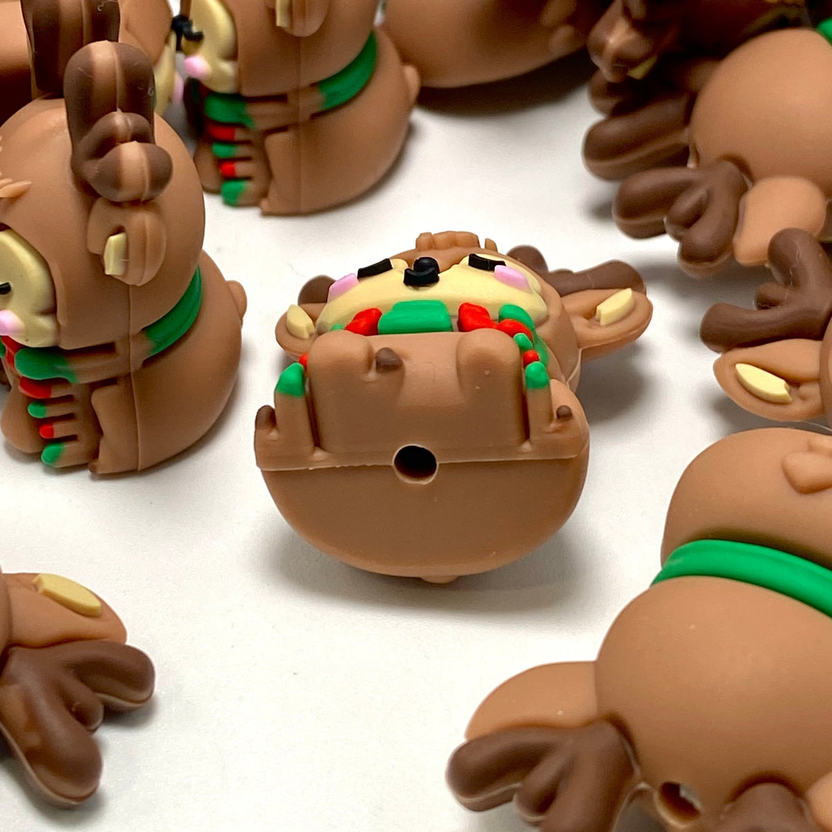 Reindeer Hugs & Cozy Snugs 3D Silicone Focal Beads