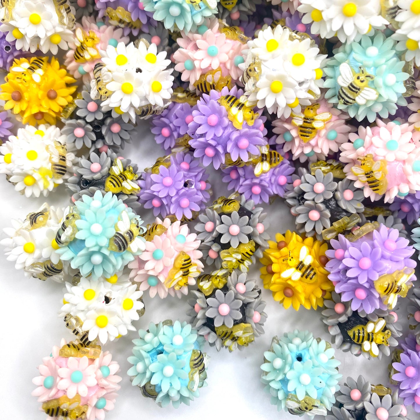 Even Busy Bees Stop and Smell The Roses Fancy Acrylic Beads