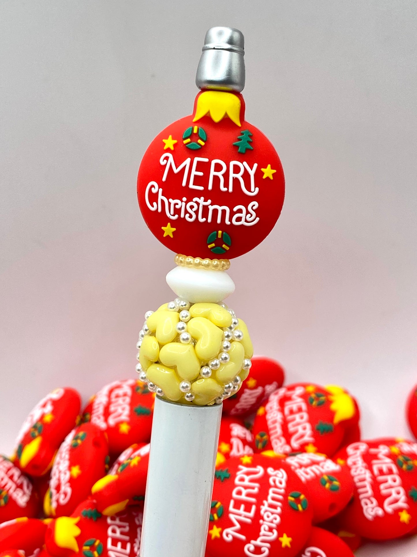 Merry Christmas Ornament 3D Silicone Focal Beads