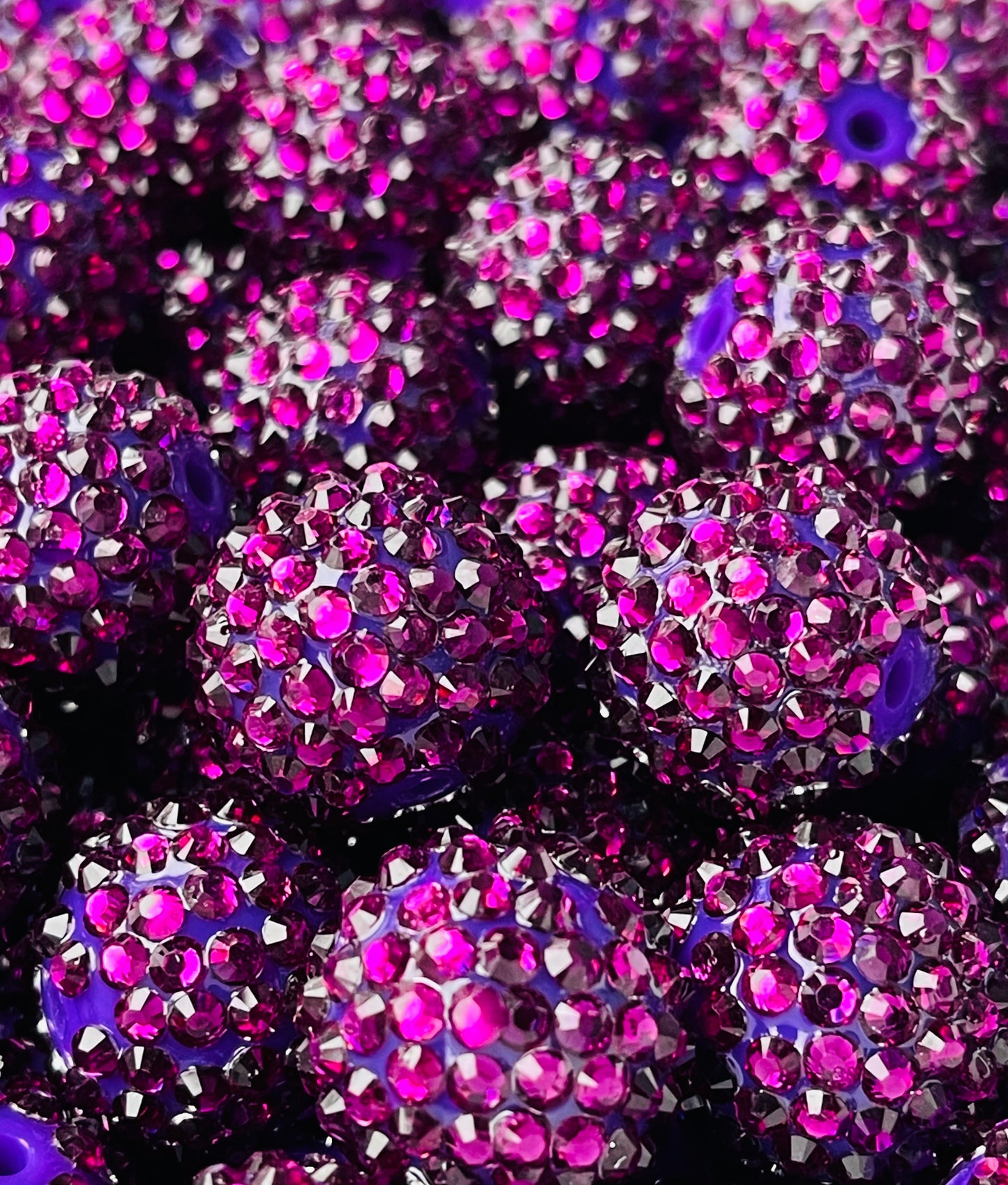 Dark Purple Rhinestone Beads 20mm | Purple Beads | Cute Beads | Bubblegum Beads