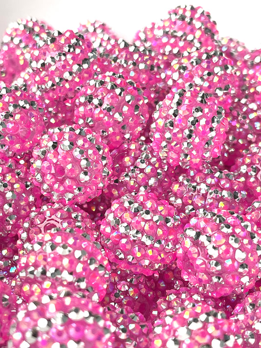Princess Pink Rhinestone Beads 20mm