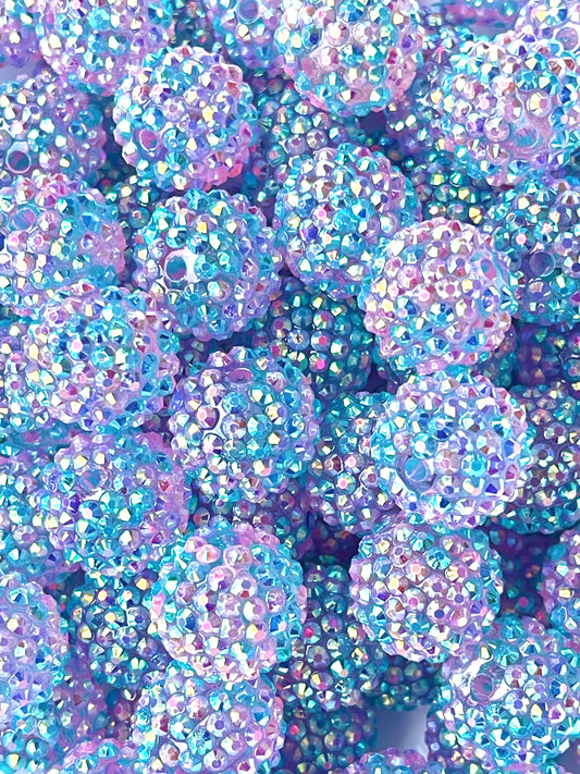 Cotton Candy Rhinestone Beads 20mm | Pink Beads | Purple Beads | Cute Beads | Bubblegum Beads