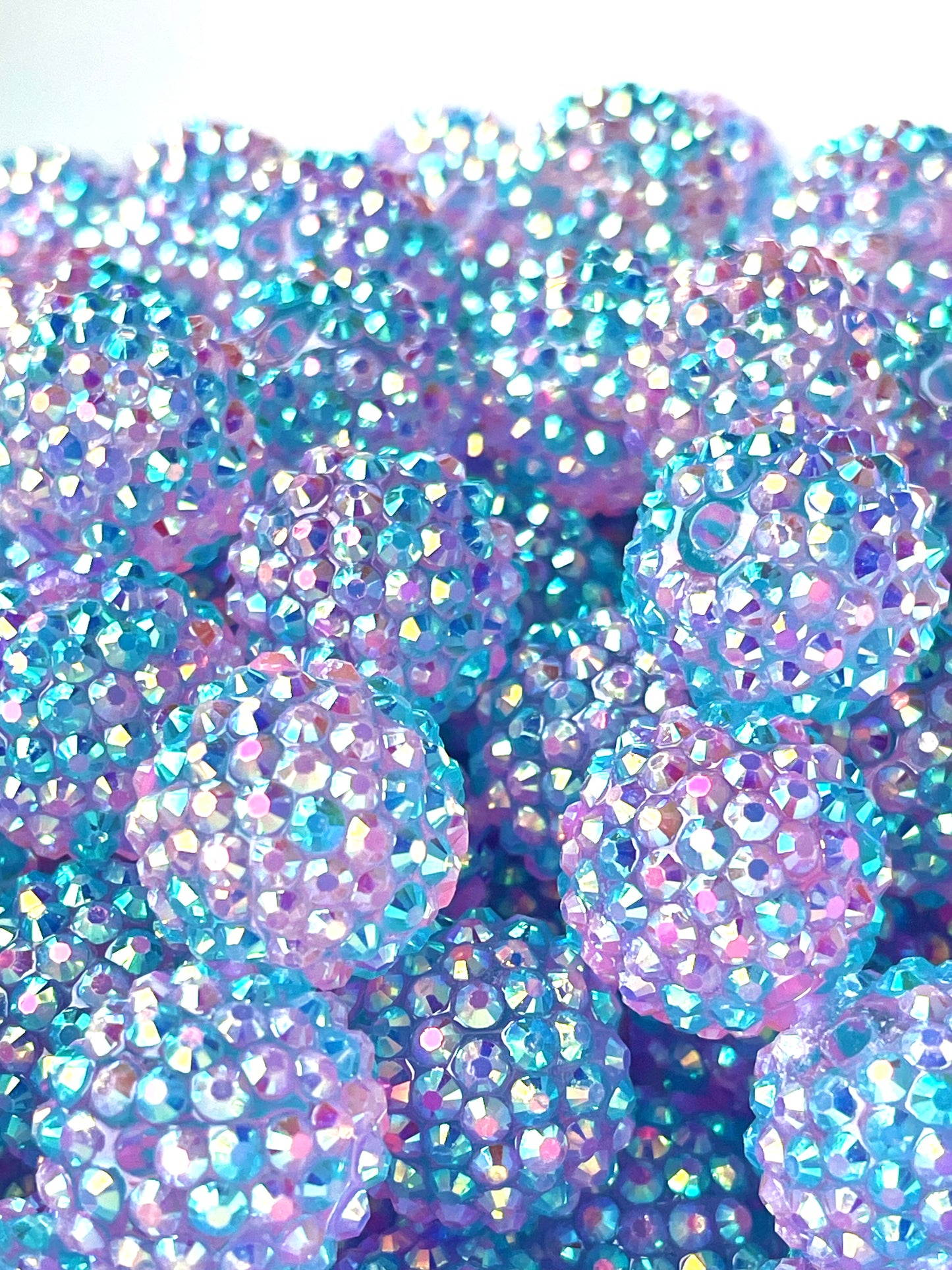 Cotton Candy Rhinestone Beads 20mm | Pink Beads | Purple Beads | Cute Beads | Bubblegum Beads