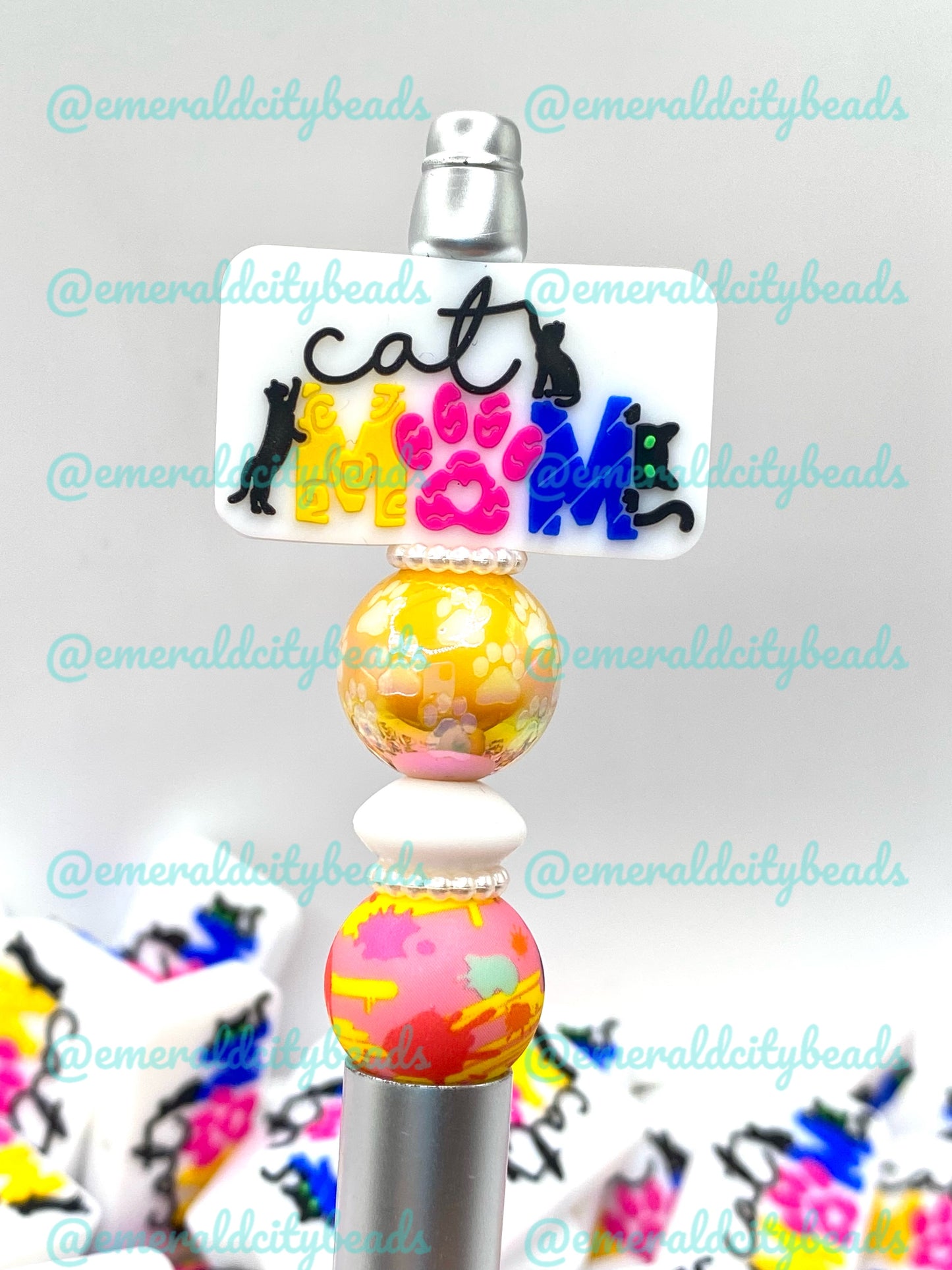 Cat Mom Silicone Focal Beads - EXCLUSIVE