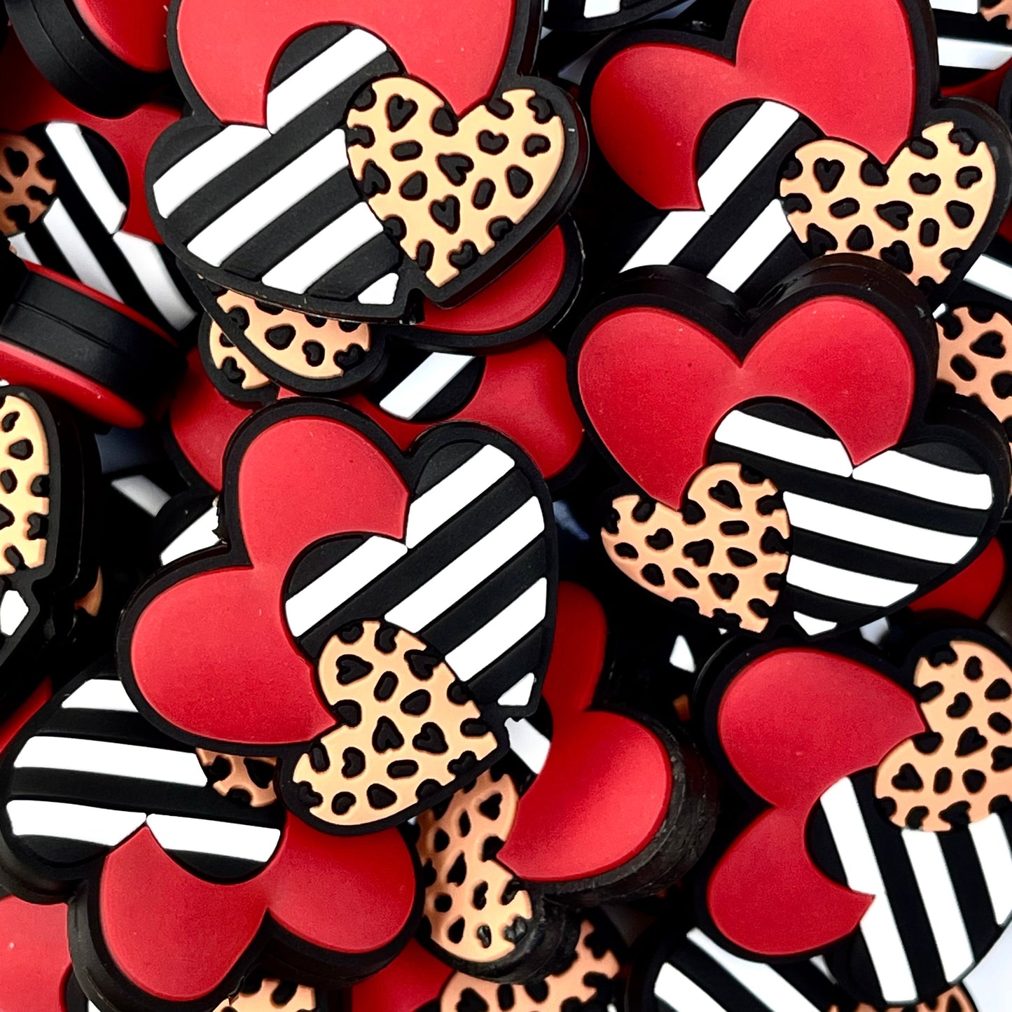 Red Hearts Silicone Focal Beads