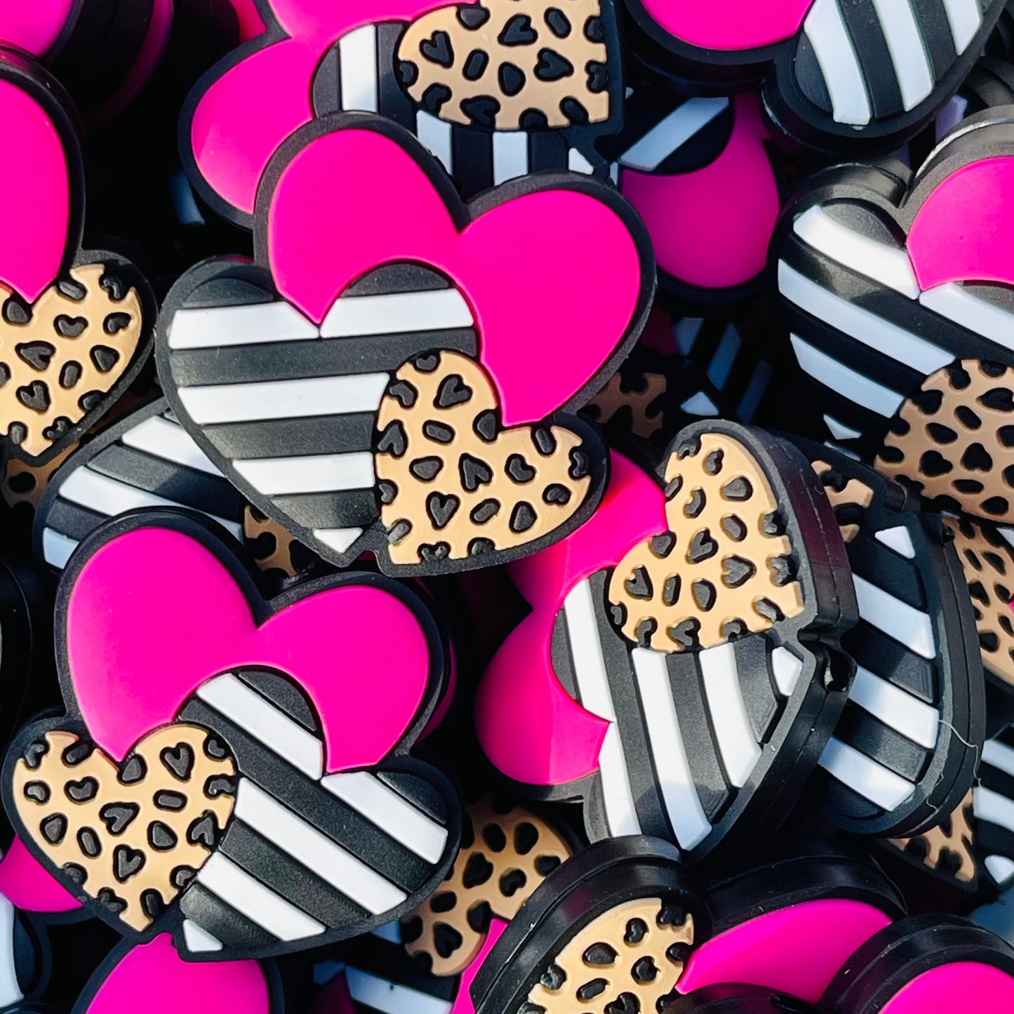 Pink Hearts Focal Beads