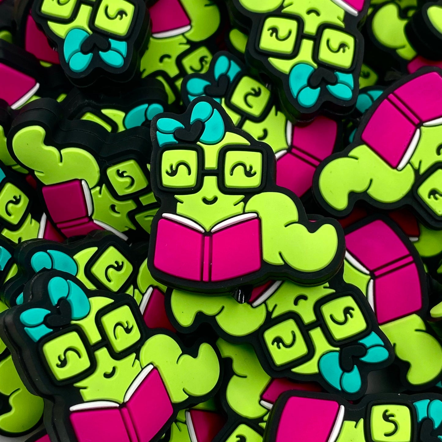 Please Feed The Bookworm Silicone Focal Beads