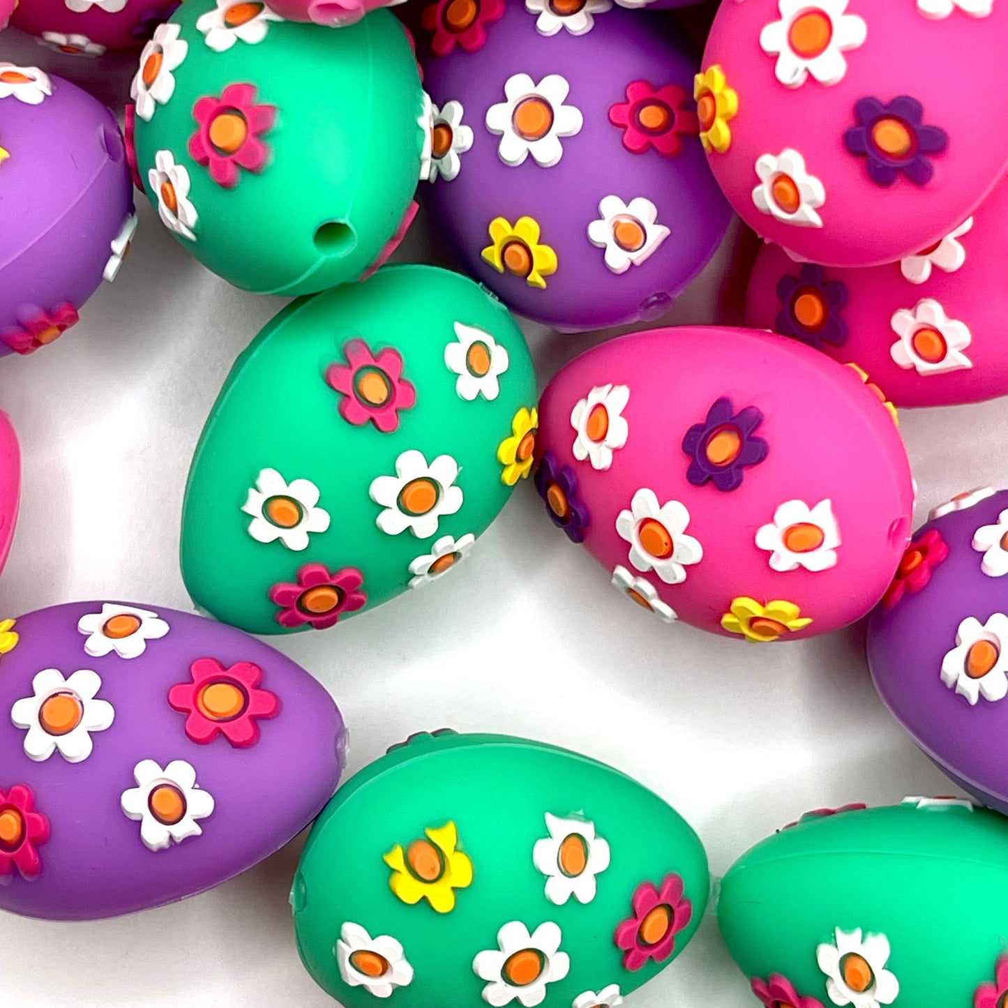Hoppy Little Eggs 3D Silicone Focal Beads