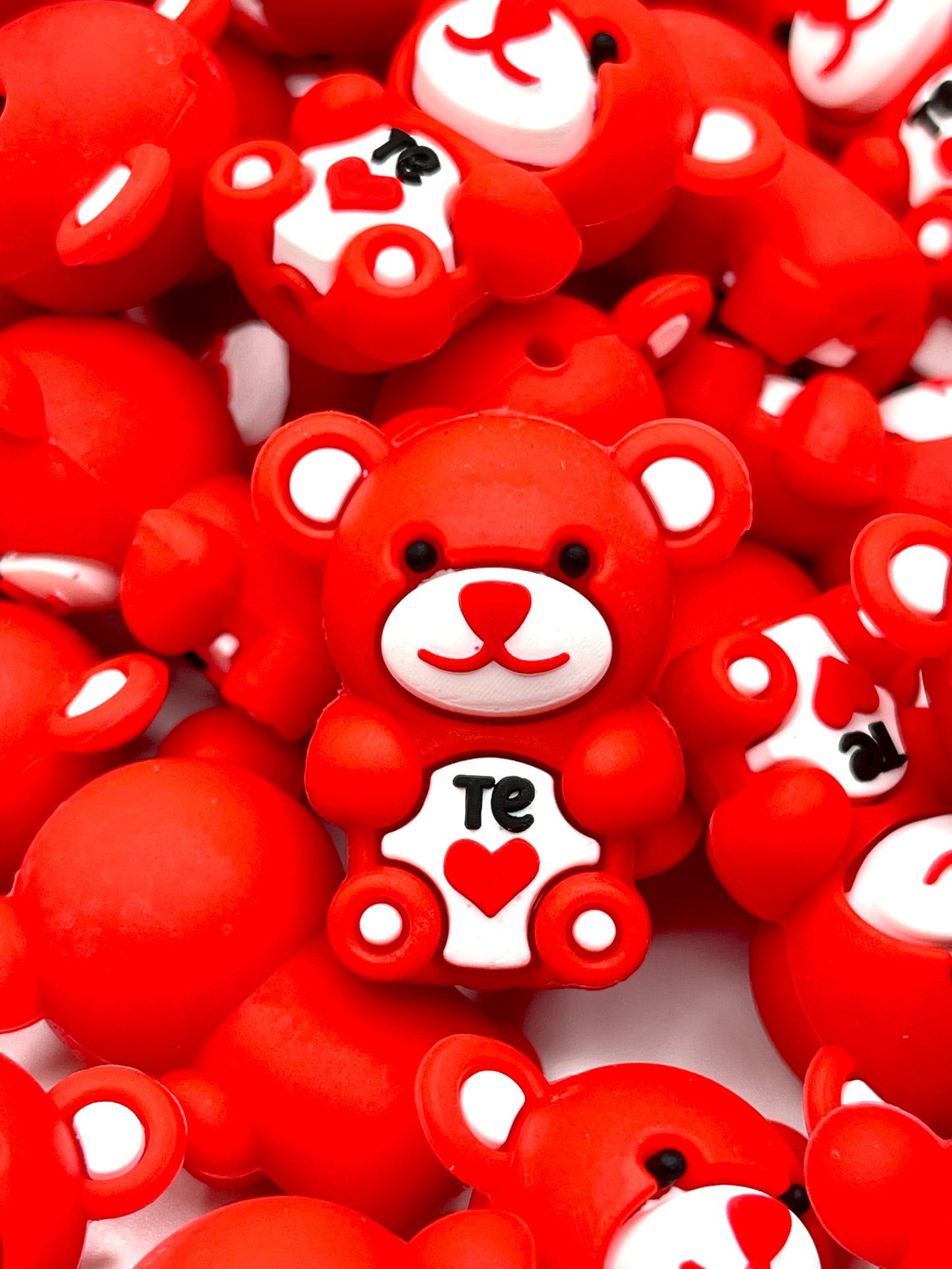 Beary Cute Valentine 3D Silicone Focal Beads