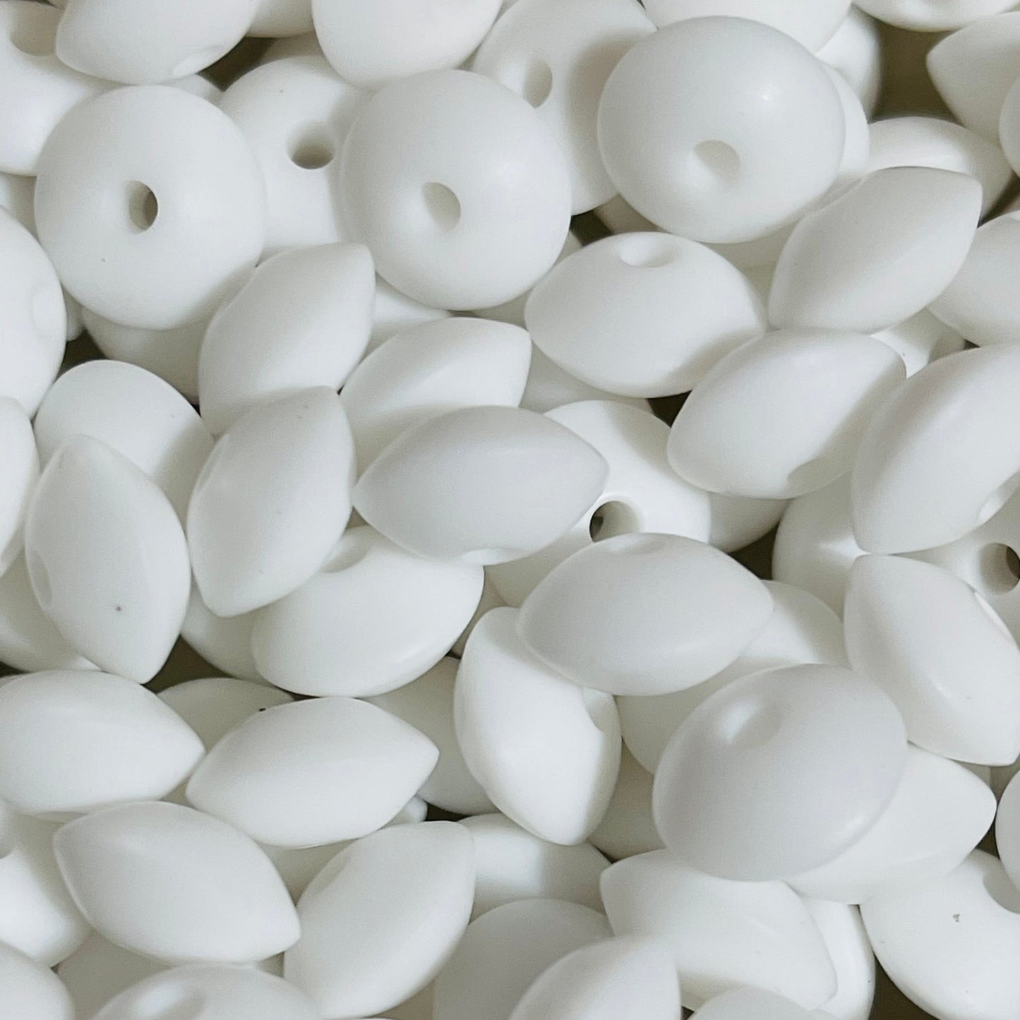 White Lentil Silicone Beads