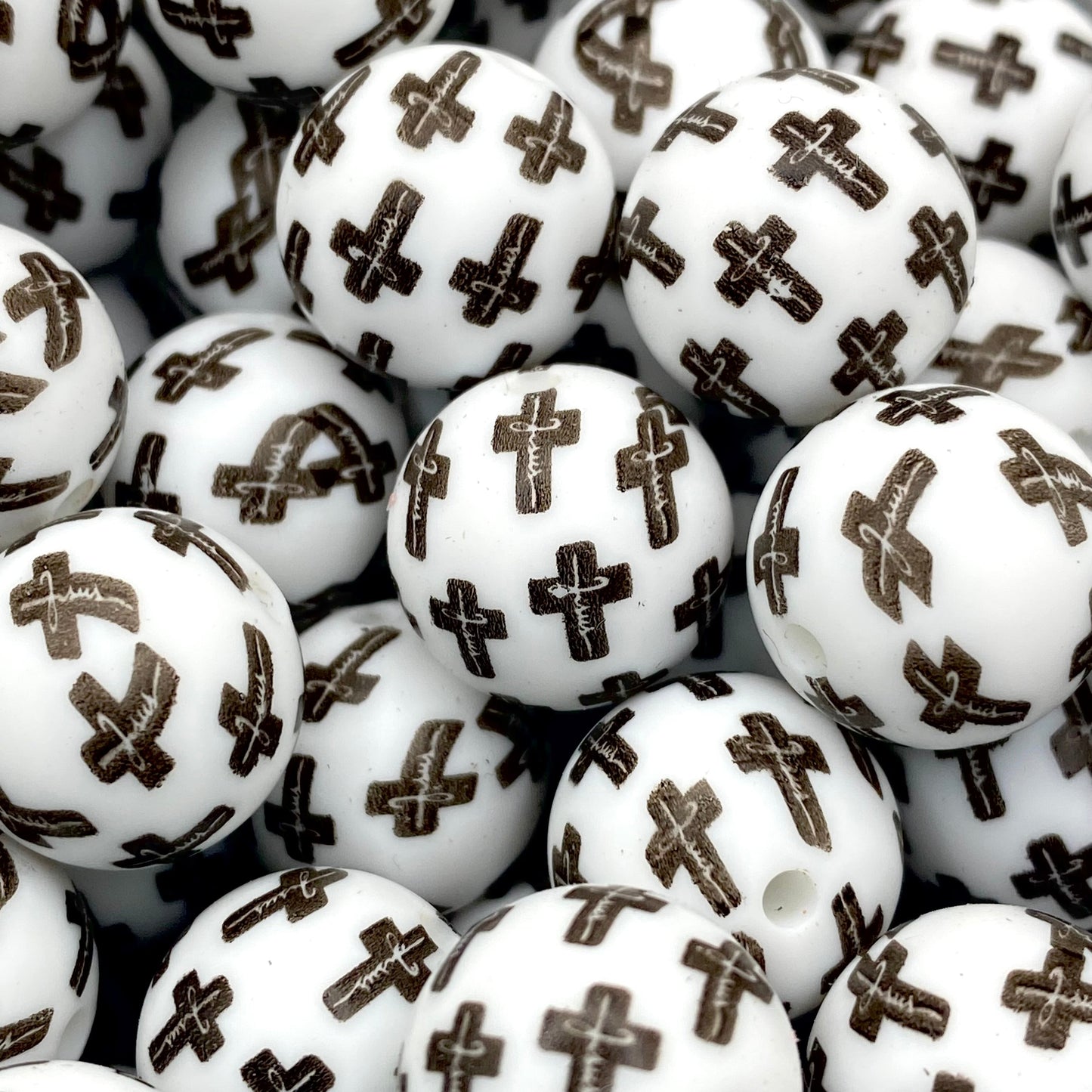 While The World Changes, The Cross Stands Firm Printed Silicone Beads