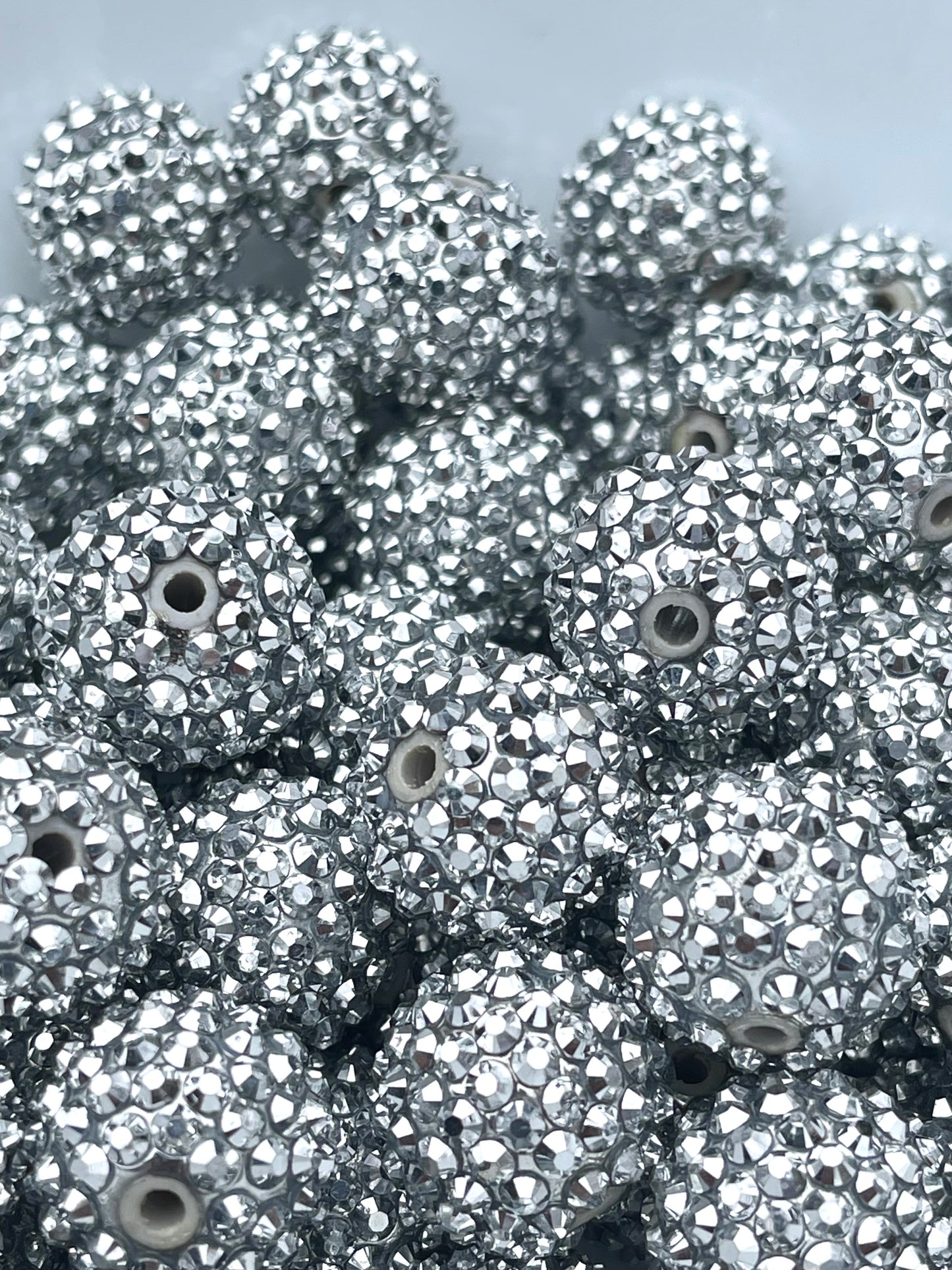 Diamonds Are Forever Rhinestone Beads 20mm | Silver Beads | Shinny Beads | Sparkle Beads | Bubblegum Beads