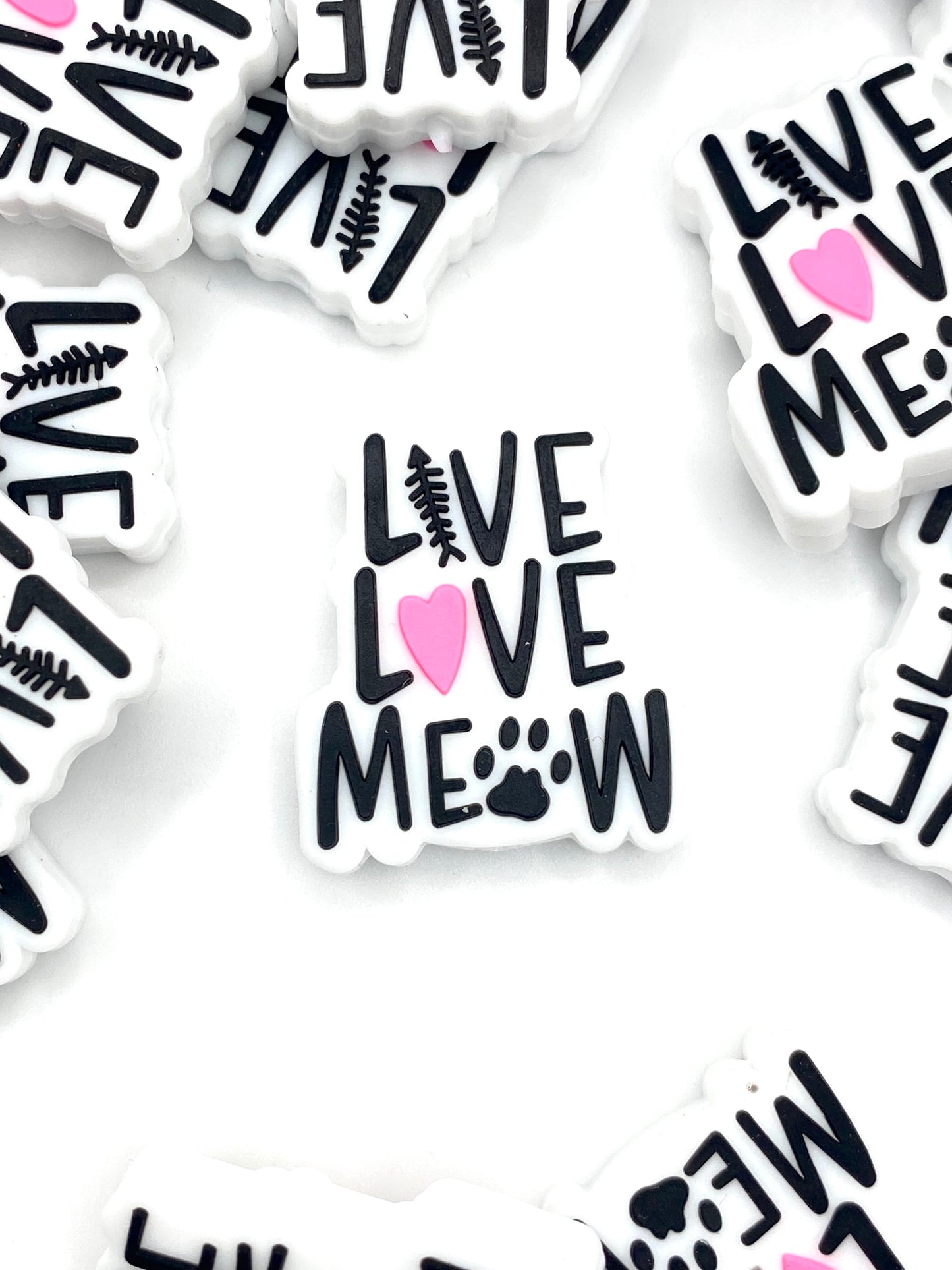 Live Love Meow Silicone Focal Beads