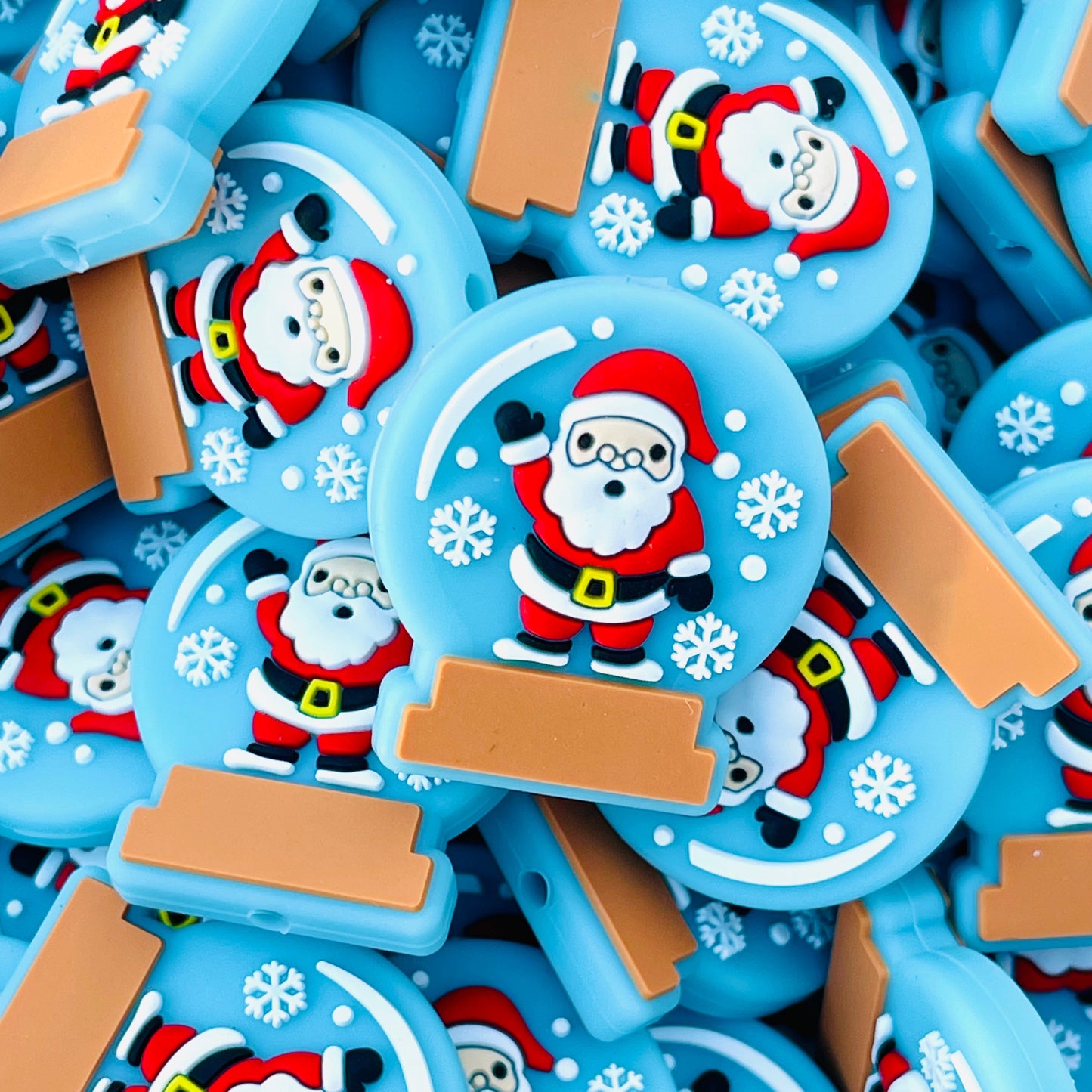Santa Snow Globe Silicone Focal Beads
