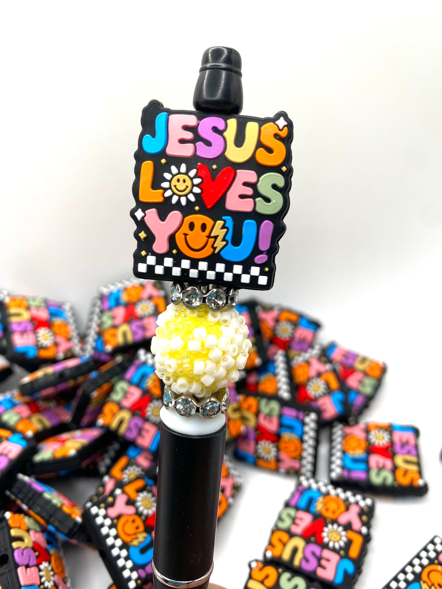 Jesus Loves You Silicone Focal Beads
