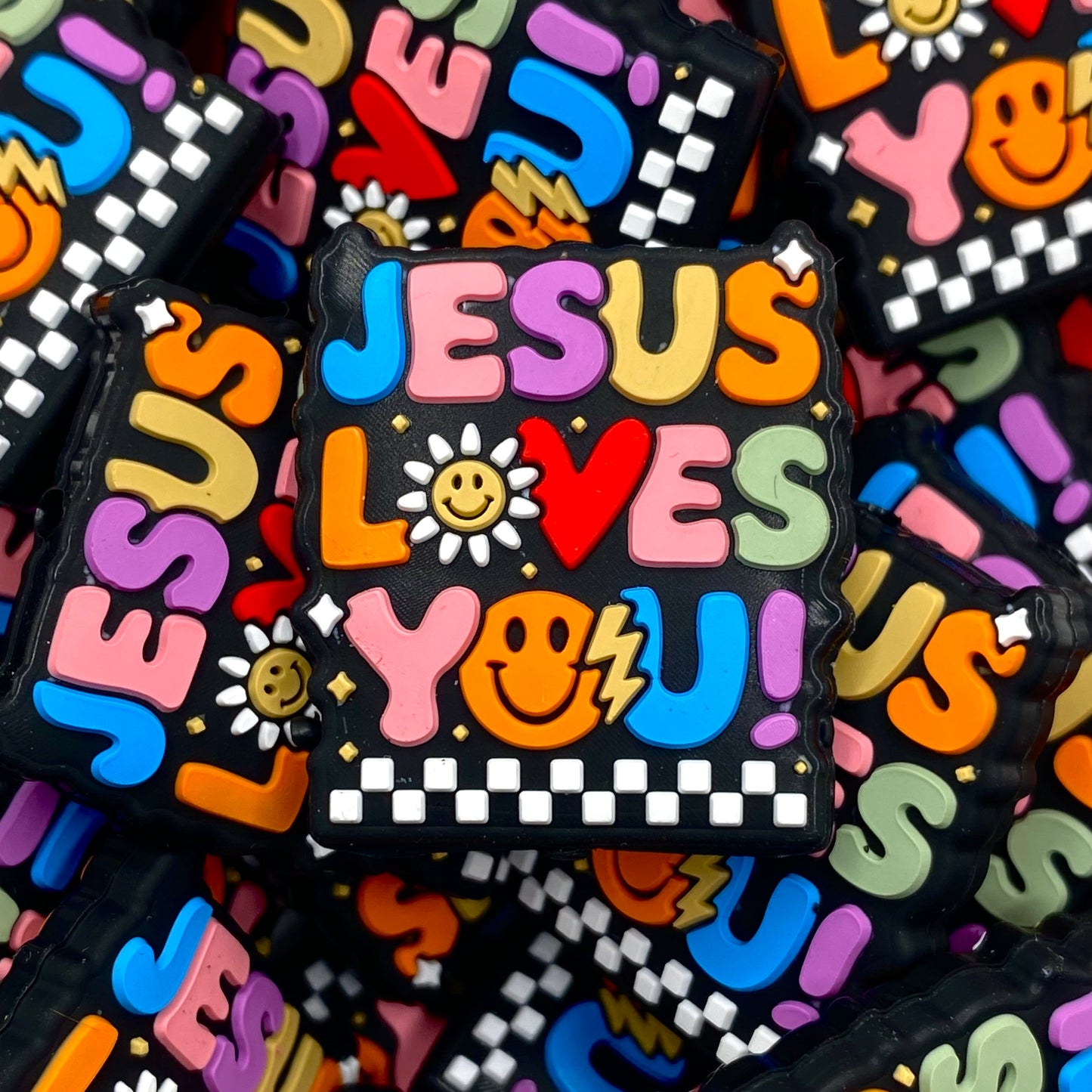 Jesus Loves You Silicone Focal Beads