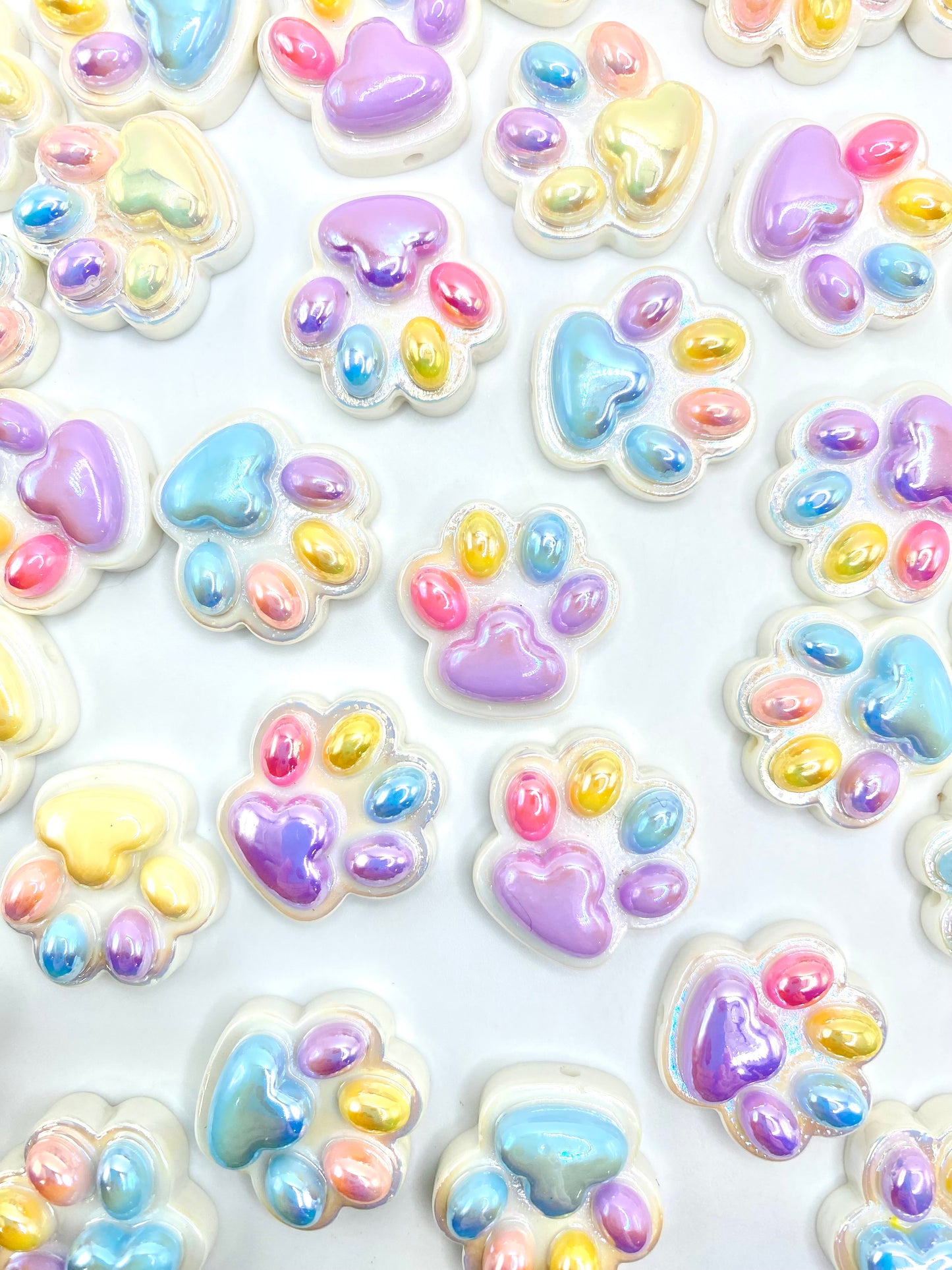 Colorful Pet Paw Acrylic Beads