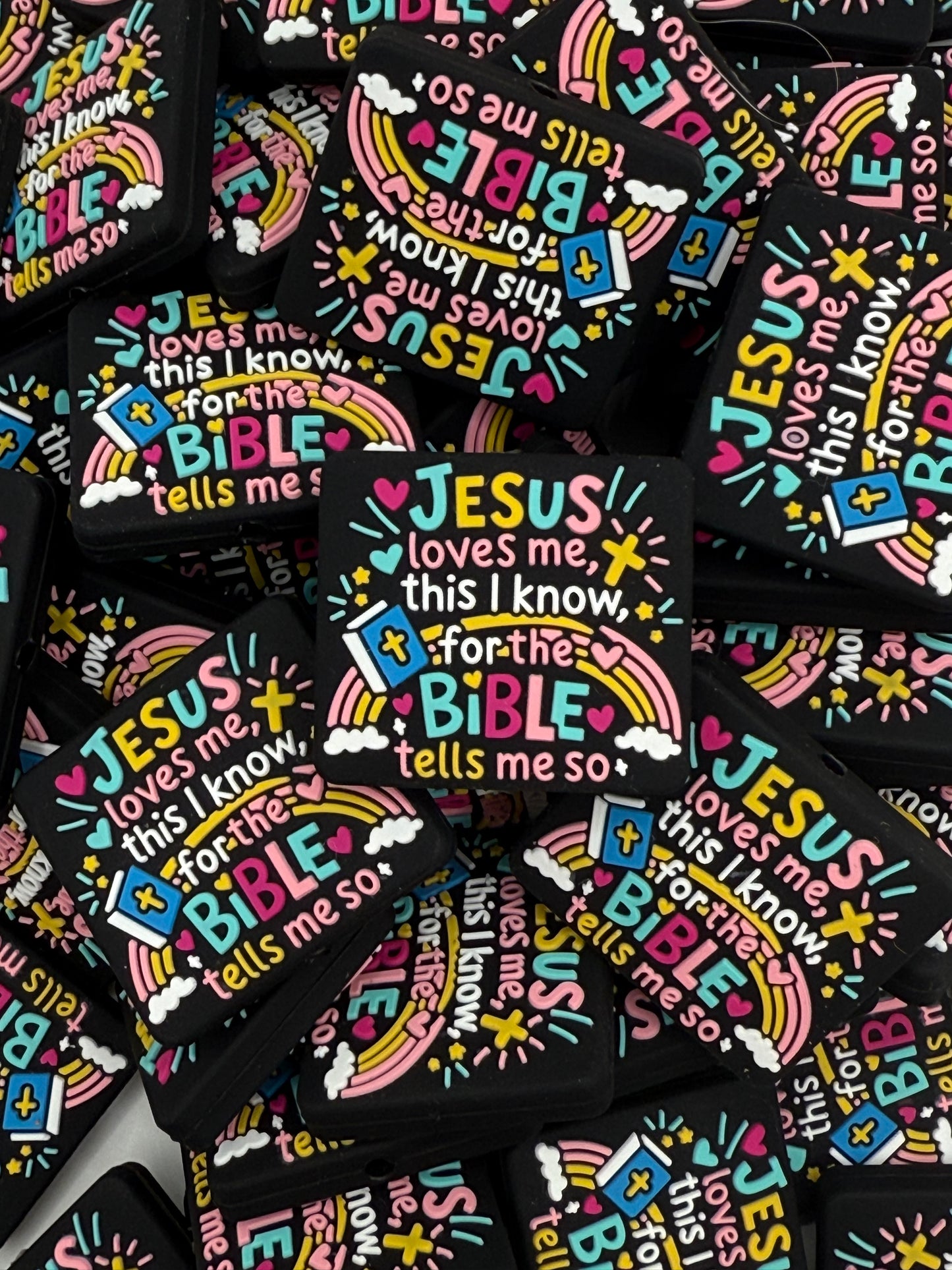 Jesus Loves Me, This I Know Silicone Focal Beads