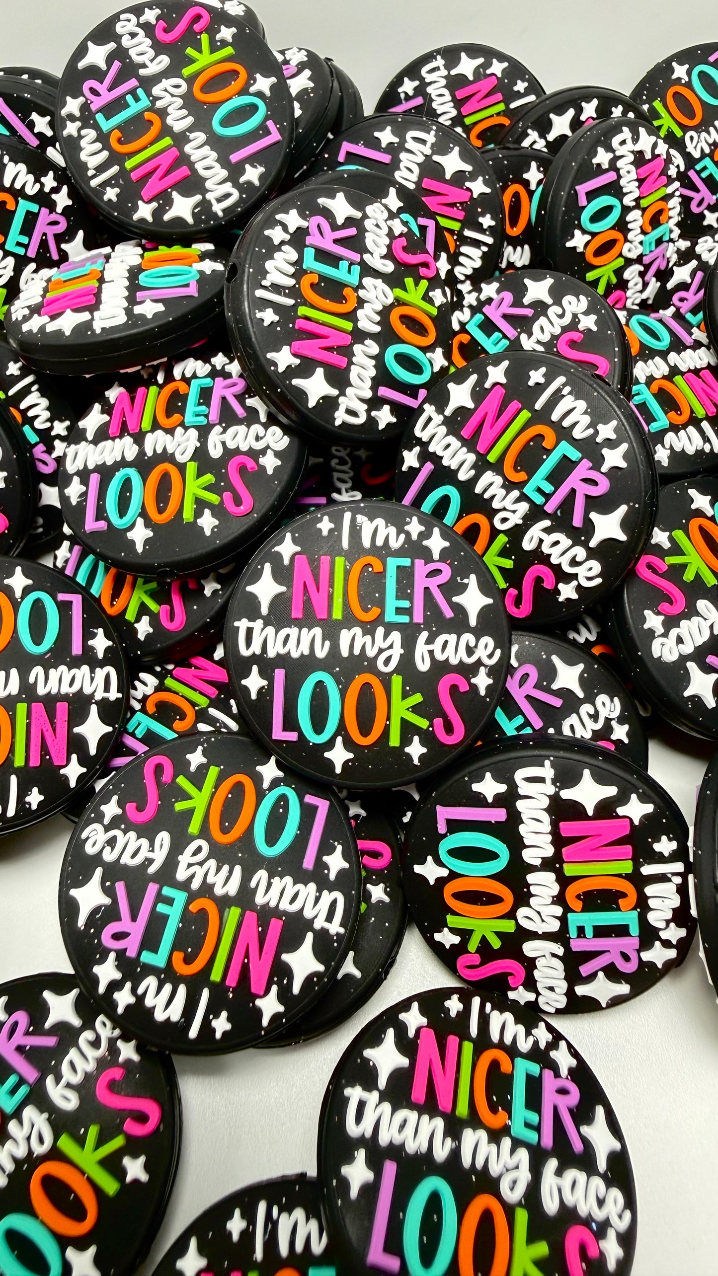 I'm Nicer Than My Face Looks Silicone Focal Beads