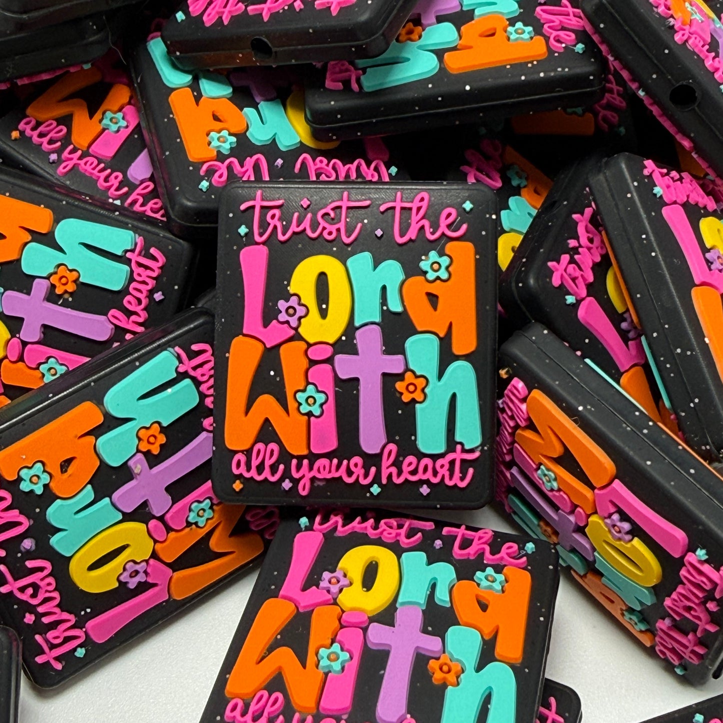 Trust The Lord With All Your Heart Silicone Focal Beads