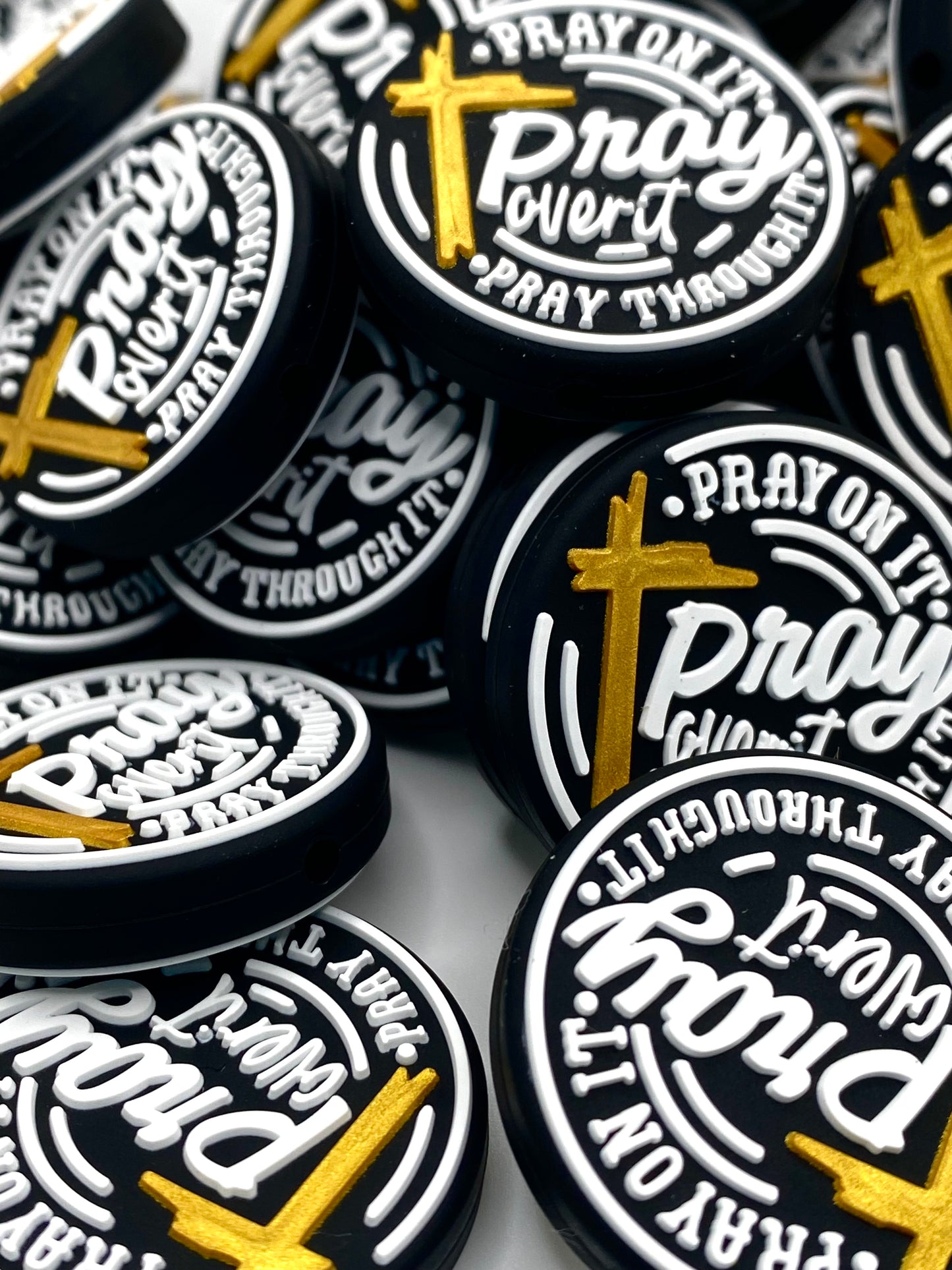 Pray On It, Pray Over It, Pray Thru It Silicone Focal Beads