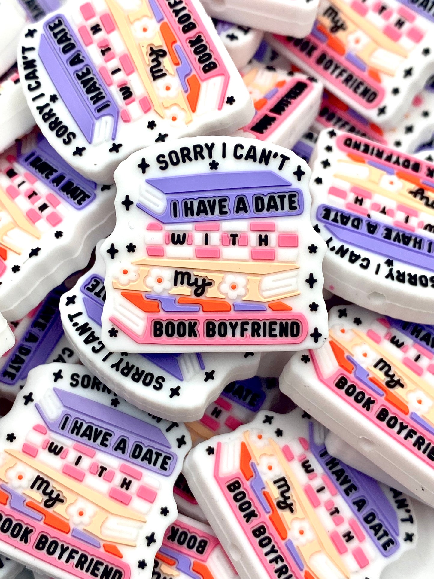Sorry I Can't, I Have A Date w/ My Book BF Silicone Focal Beads