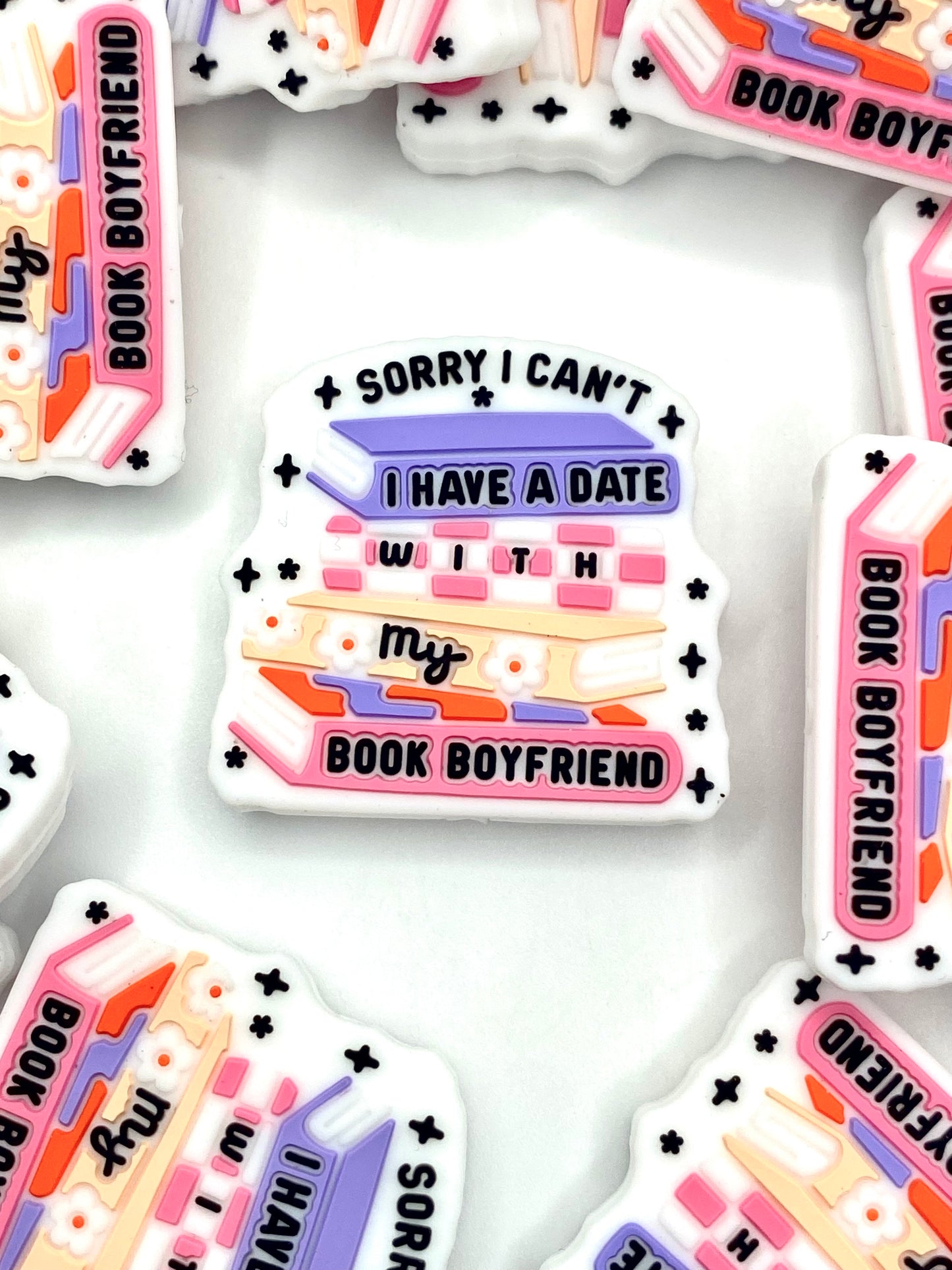 Sorry I Can't, I Have A Date w/ My Book BF Silicone Focal Beads