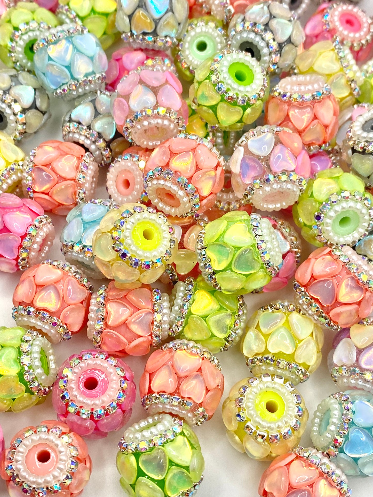 Love is Kind Acrylic Rhinestone Spacer Beads