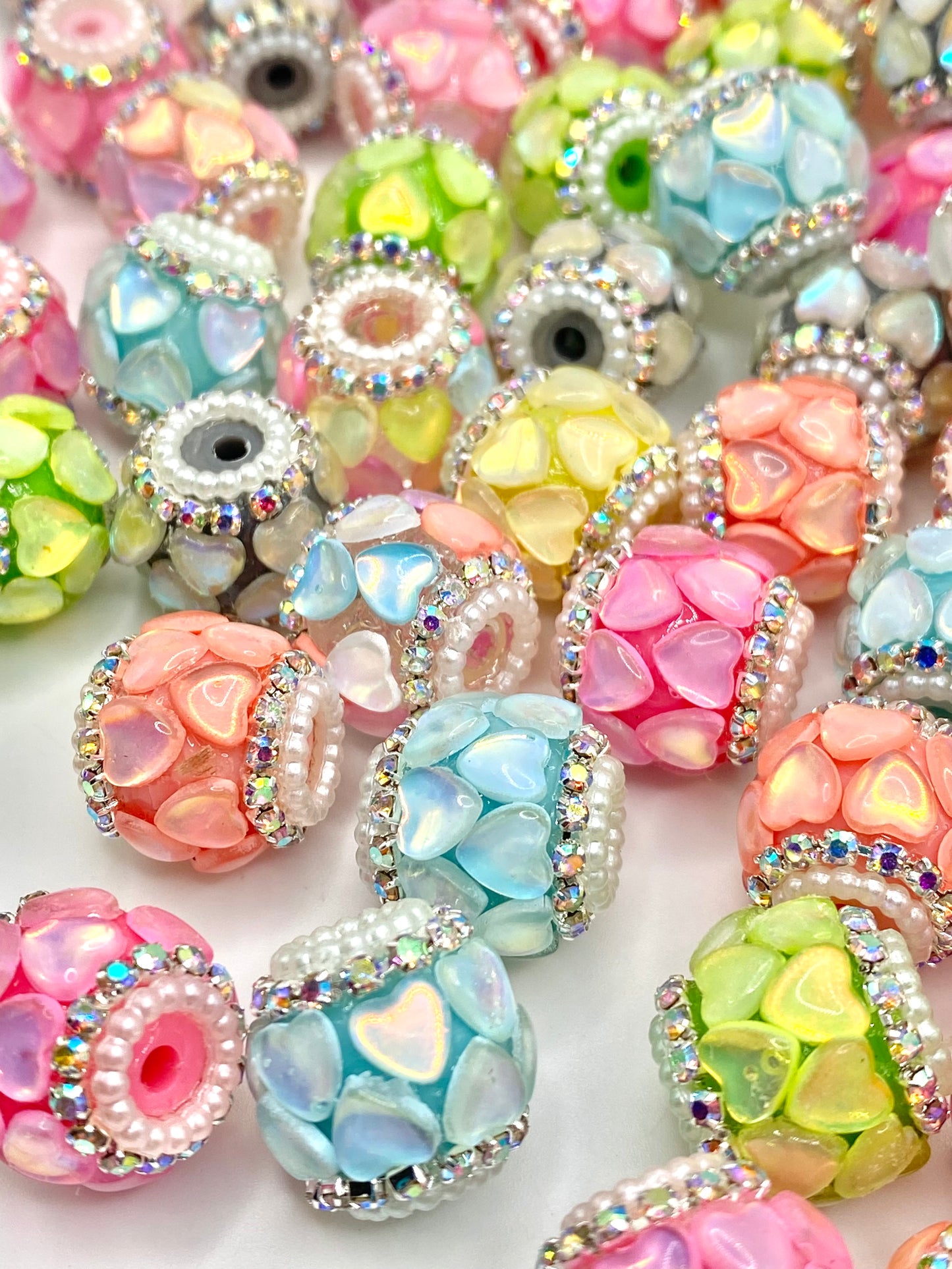 Love is Kind Acrylic Rhinestone Spacer Beads