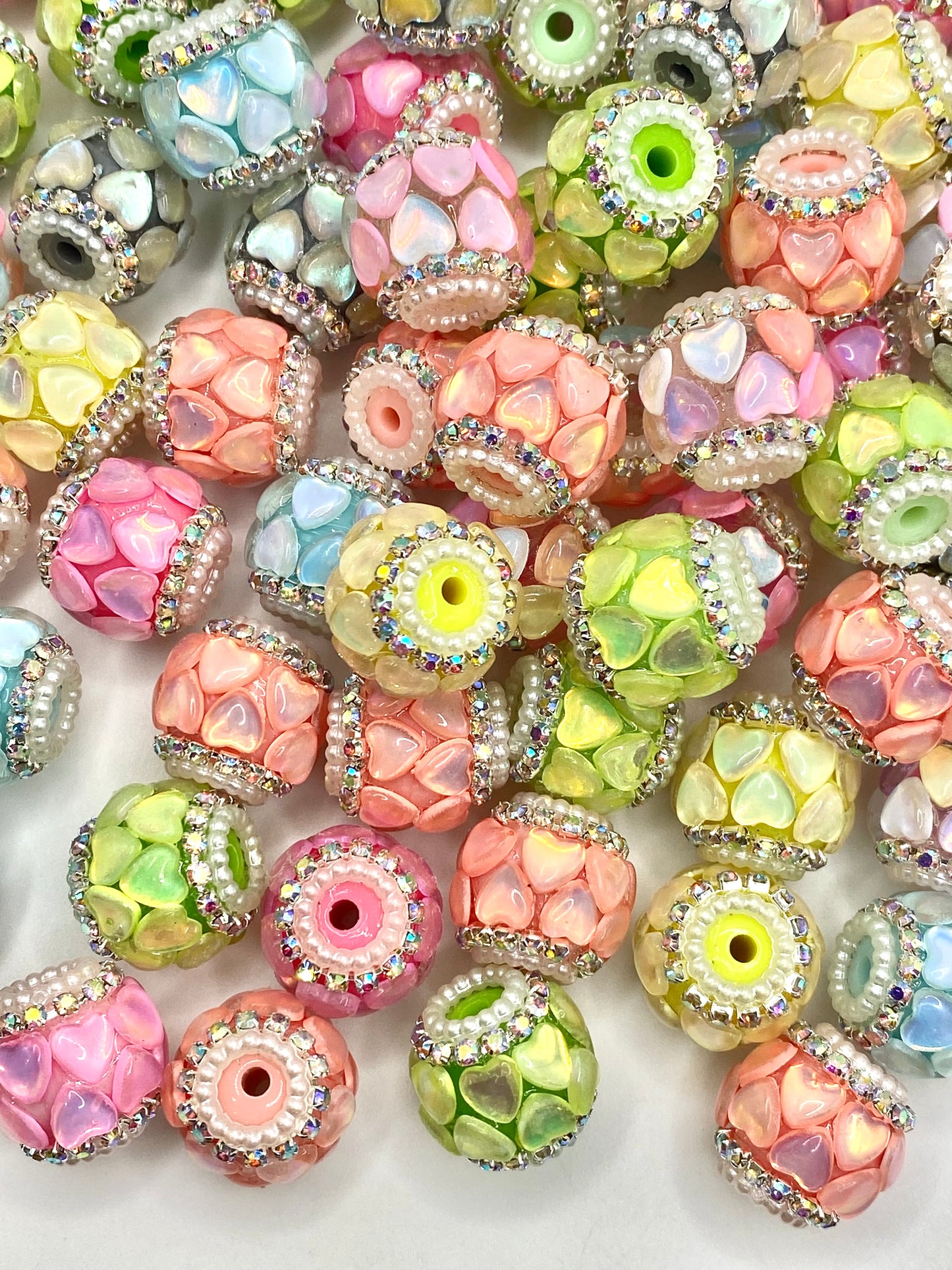 Love is Kind Acrylic Rhinestone Spacer Beads
