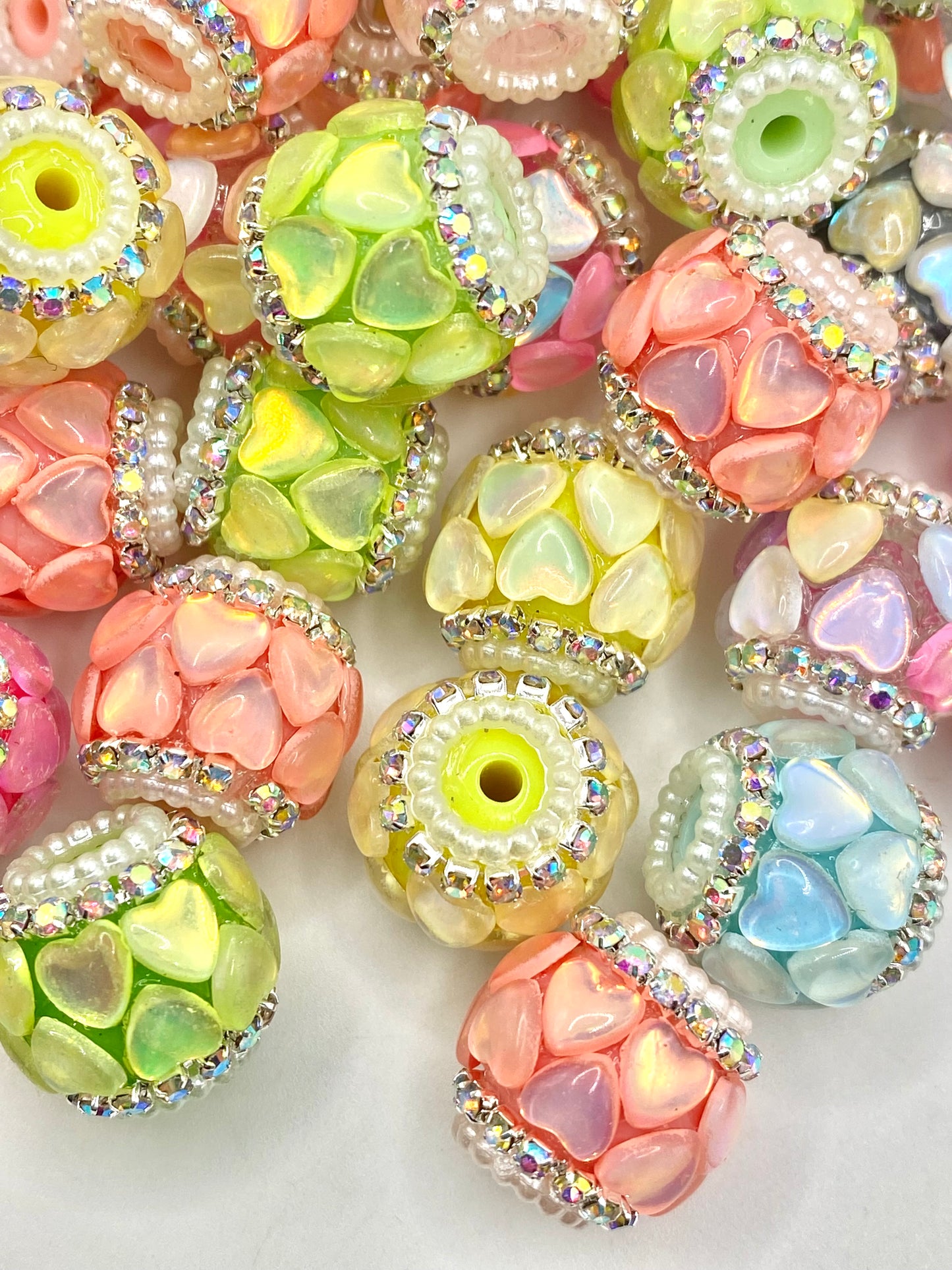 Love is Kind Acrylic Rhinestone Spacer Beads