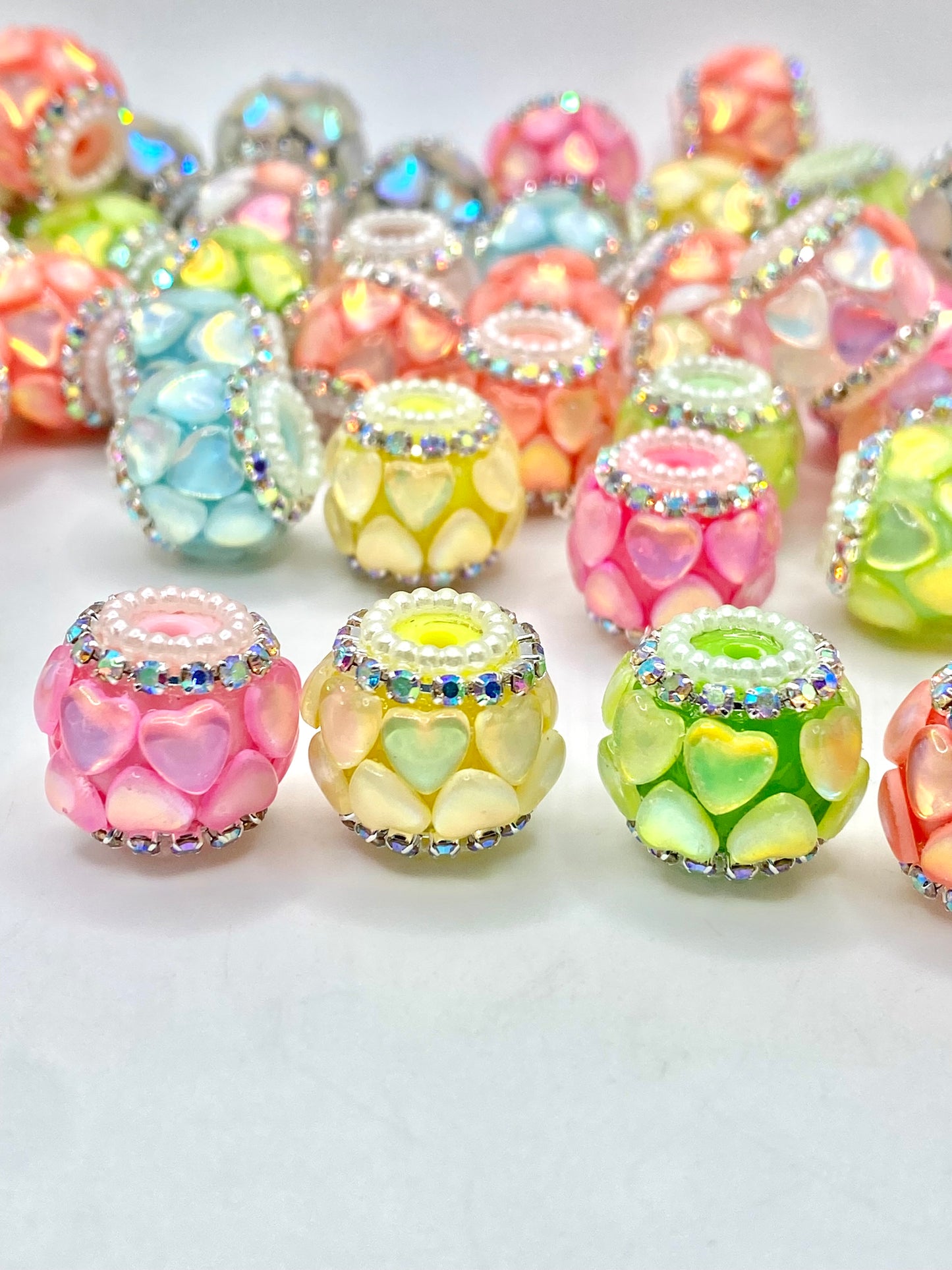 Love is Kind Acrylic Rhinestone Spacer Beads