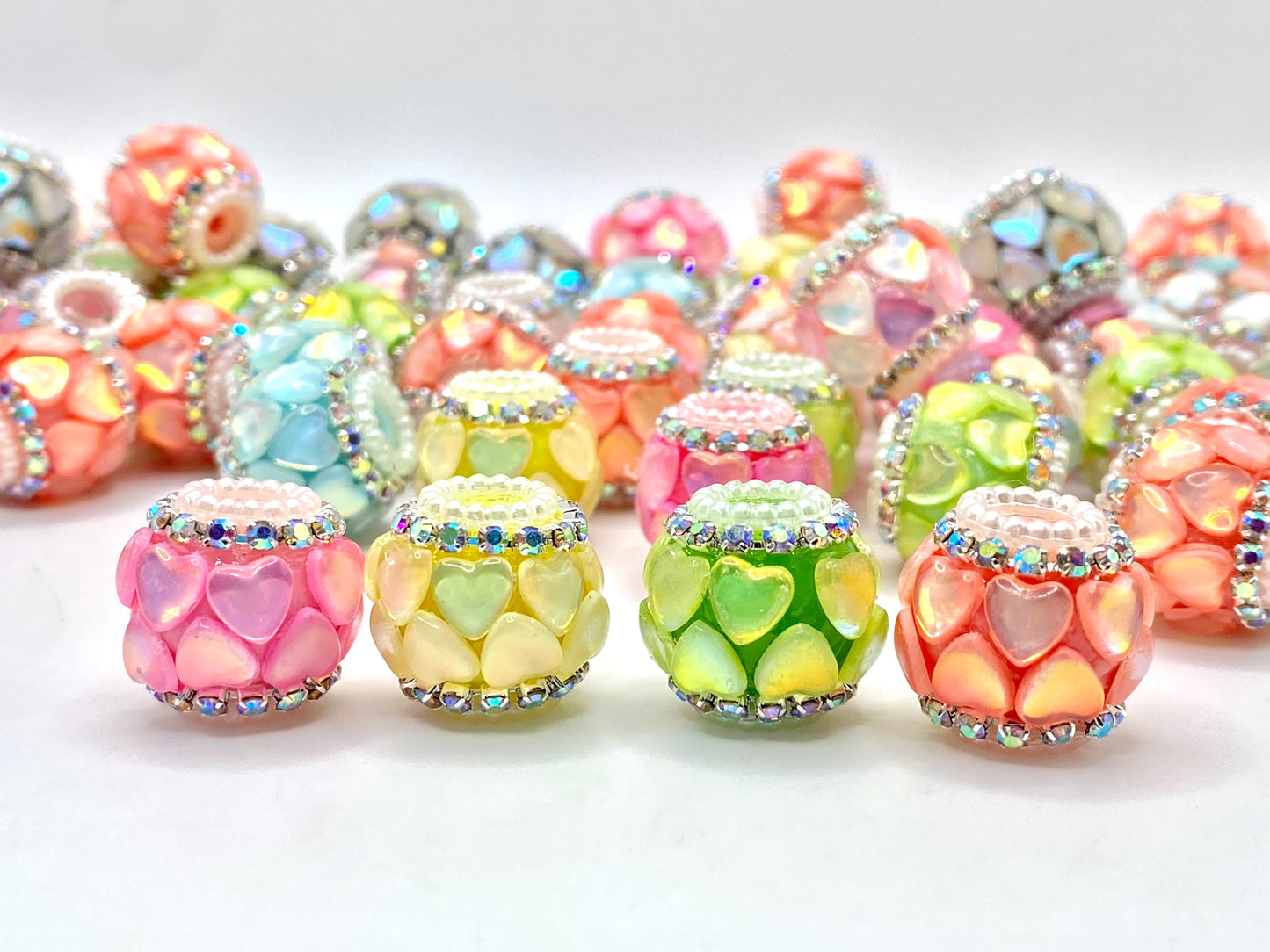 Love is Kind Acrylic Rhinestone Spacer Beads