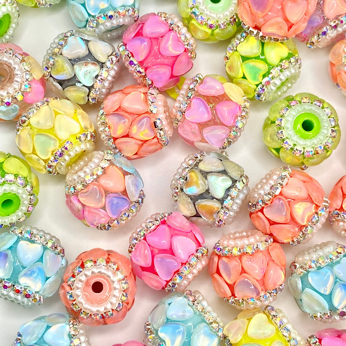 Love is Kind Acrylic Rhinestone Spacer Beads