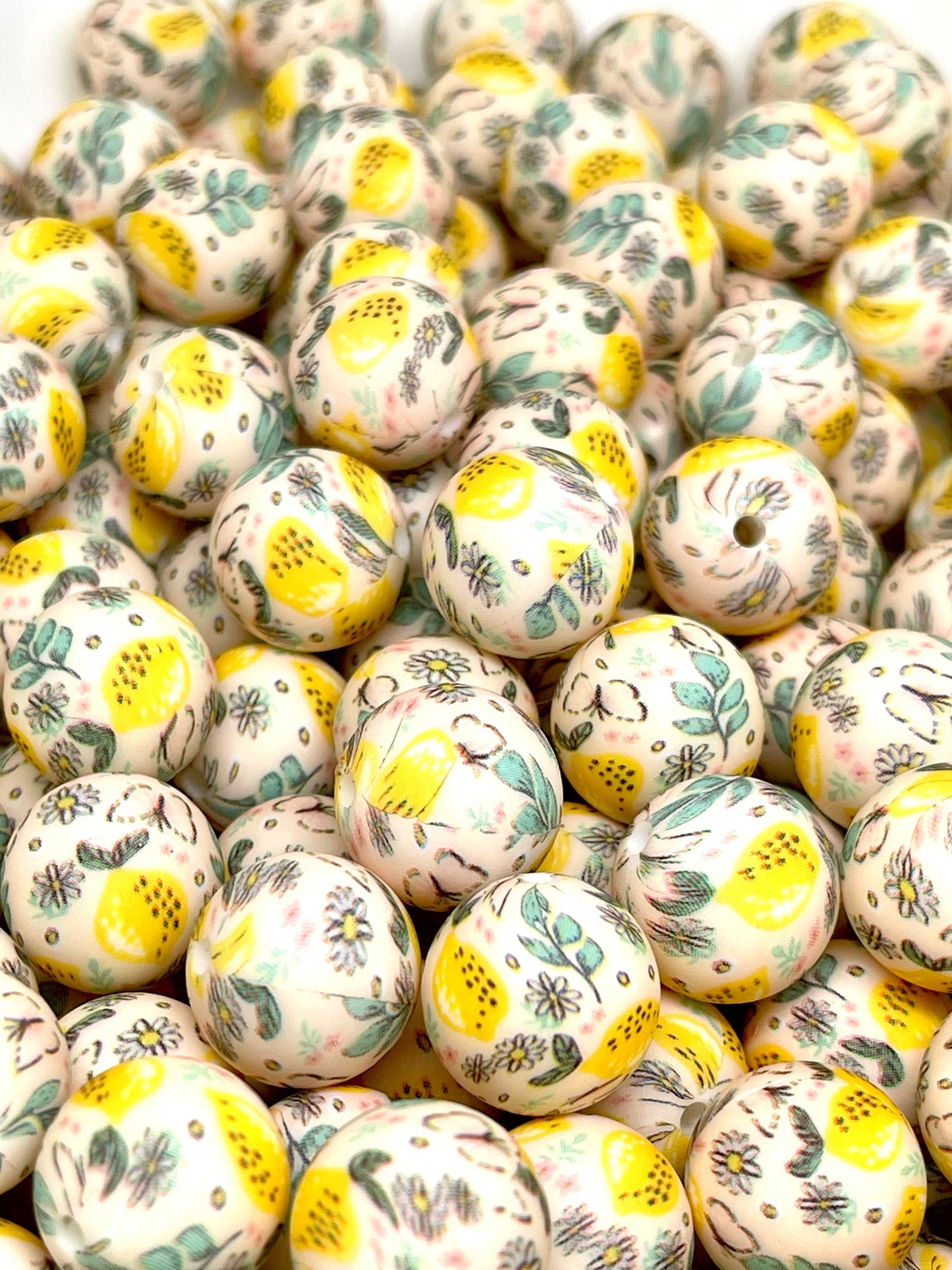 Clouded Yellow Printed Silicone Beads