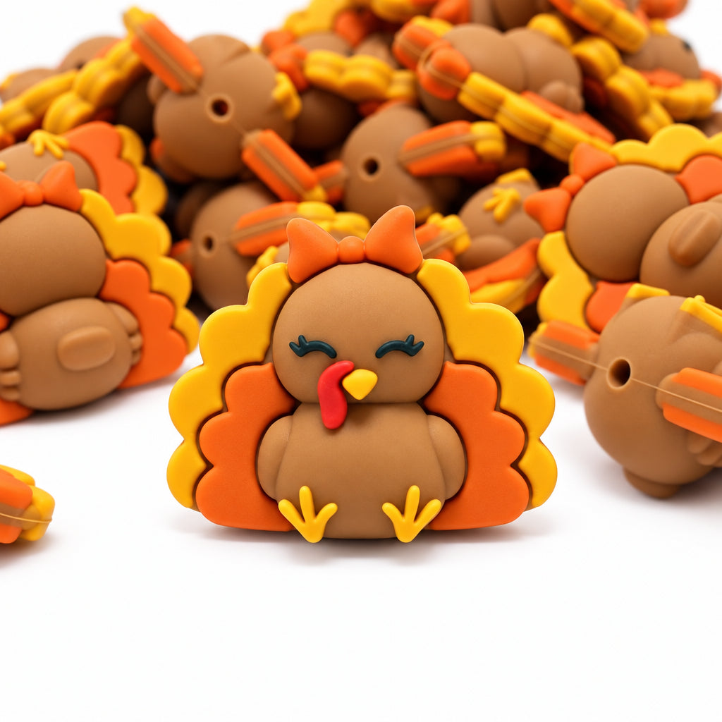 Too Cute To Gobble 3D Silicone Focal Beads
