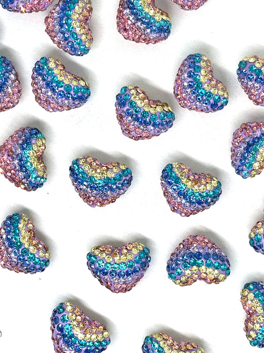 Whole Lotta Love Acrylic Beads | Luxury beads | Hand Placed Beads | Rhinestone Bead | Heart Bead | Heart Shaped Beads