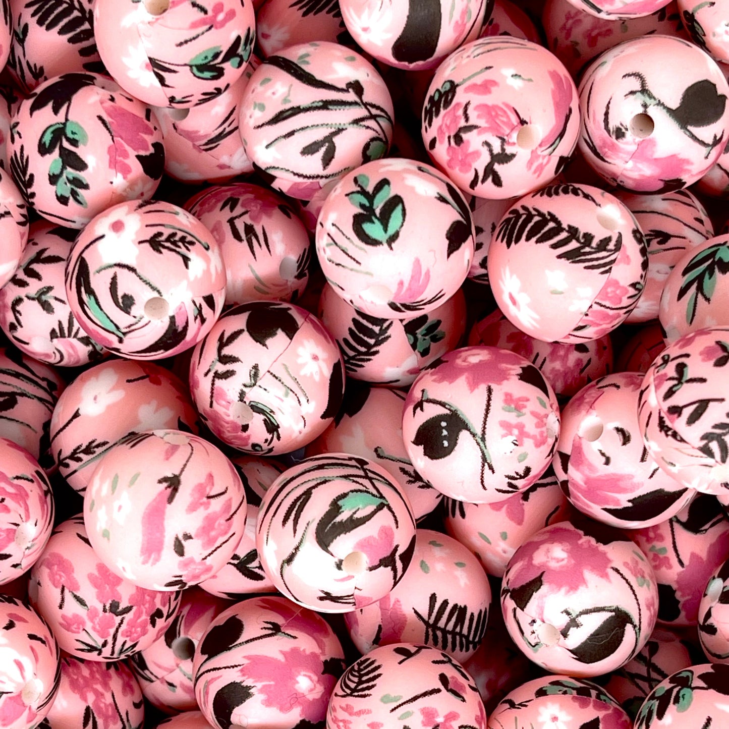 Live Life In Full Bloom Printed Silicone Beads