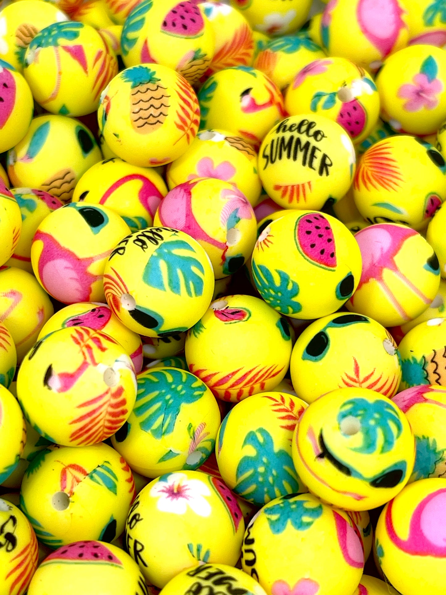 Hello Summer Printed Silicone Beads