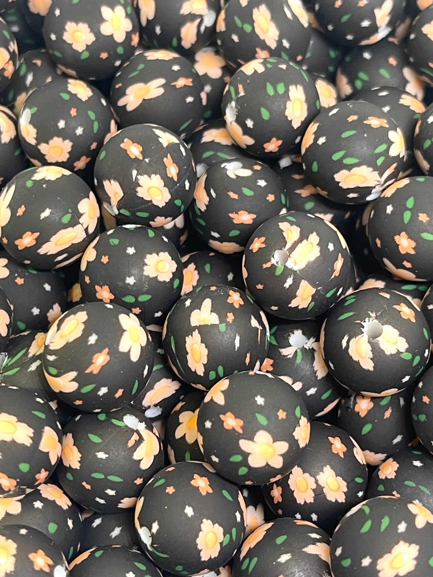 Morning Glory Printed Silicone Beads