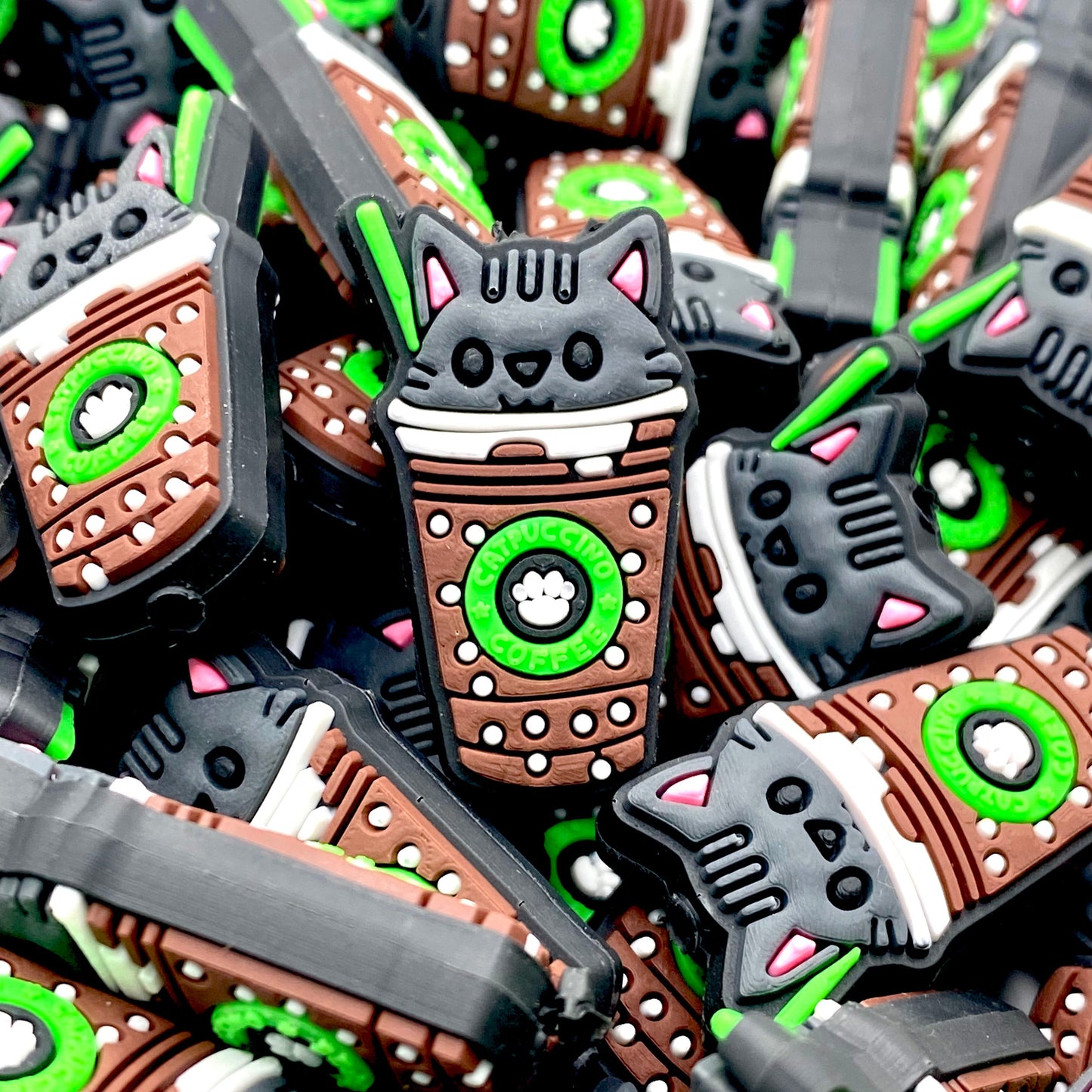 Powered By Cats & Coffee Silicone Focal Beads