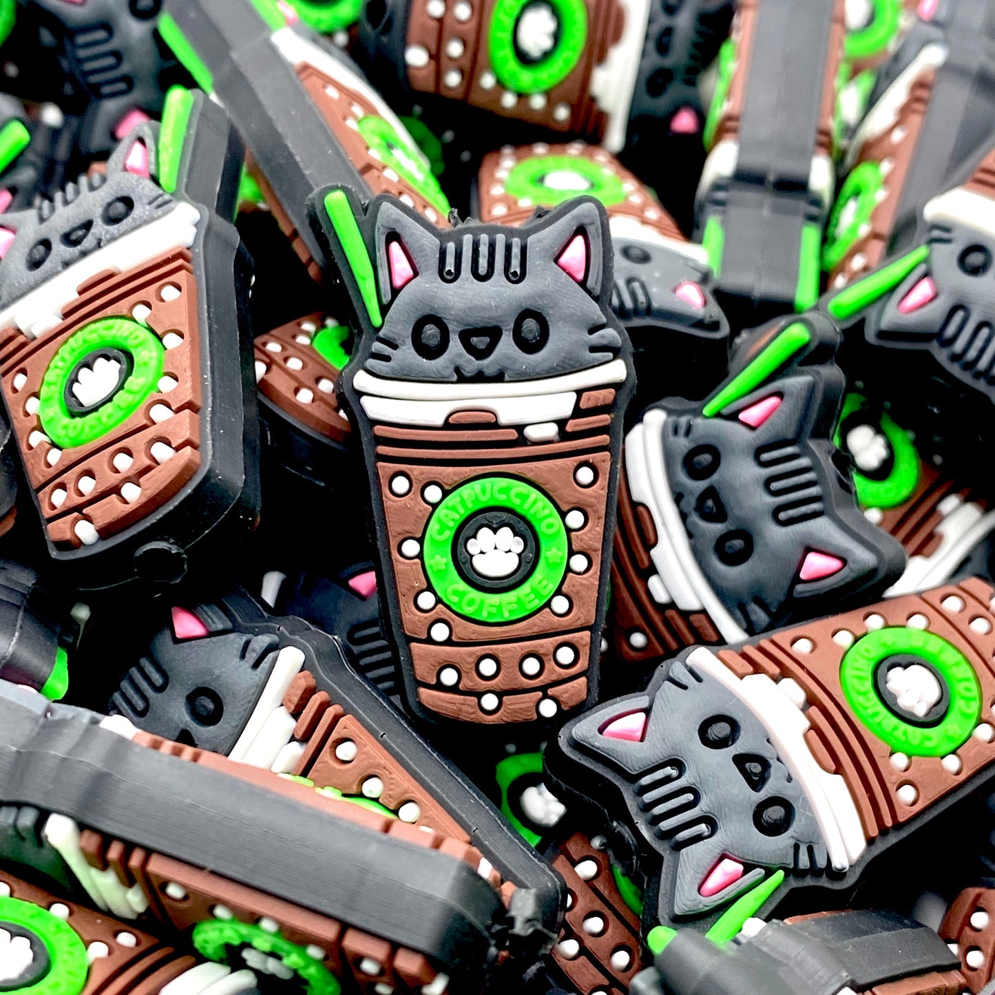Powered By Cats & Coffee Silicone Focal Beads