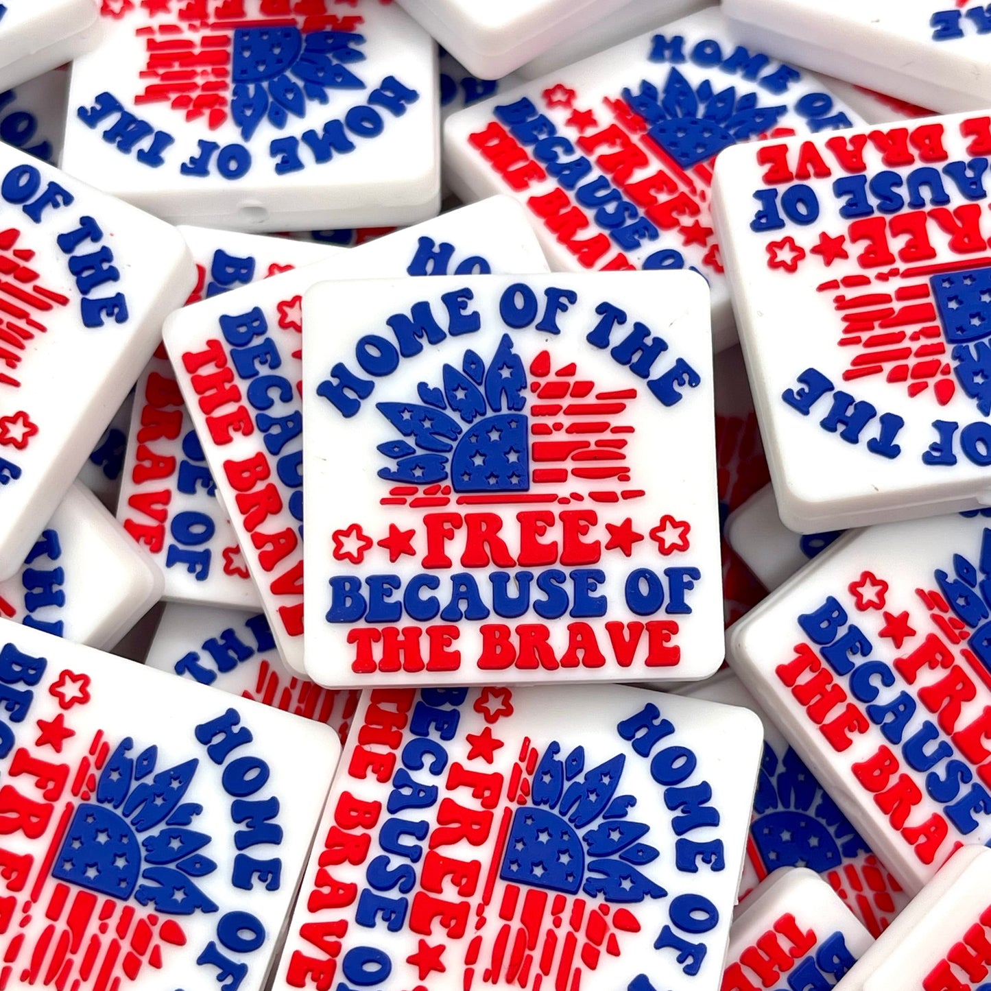 Home of The Free Because of The Brave Silicone Focal Beads