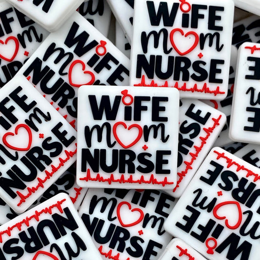 Wife Mom Nurse Silicone Focal Beads