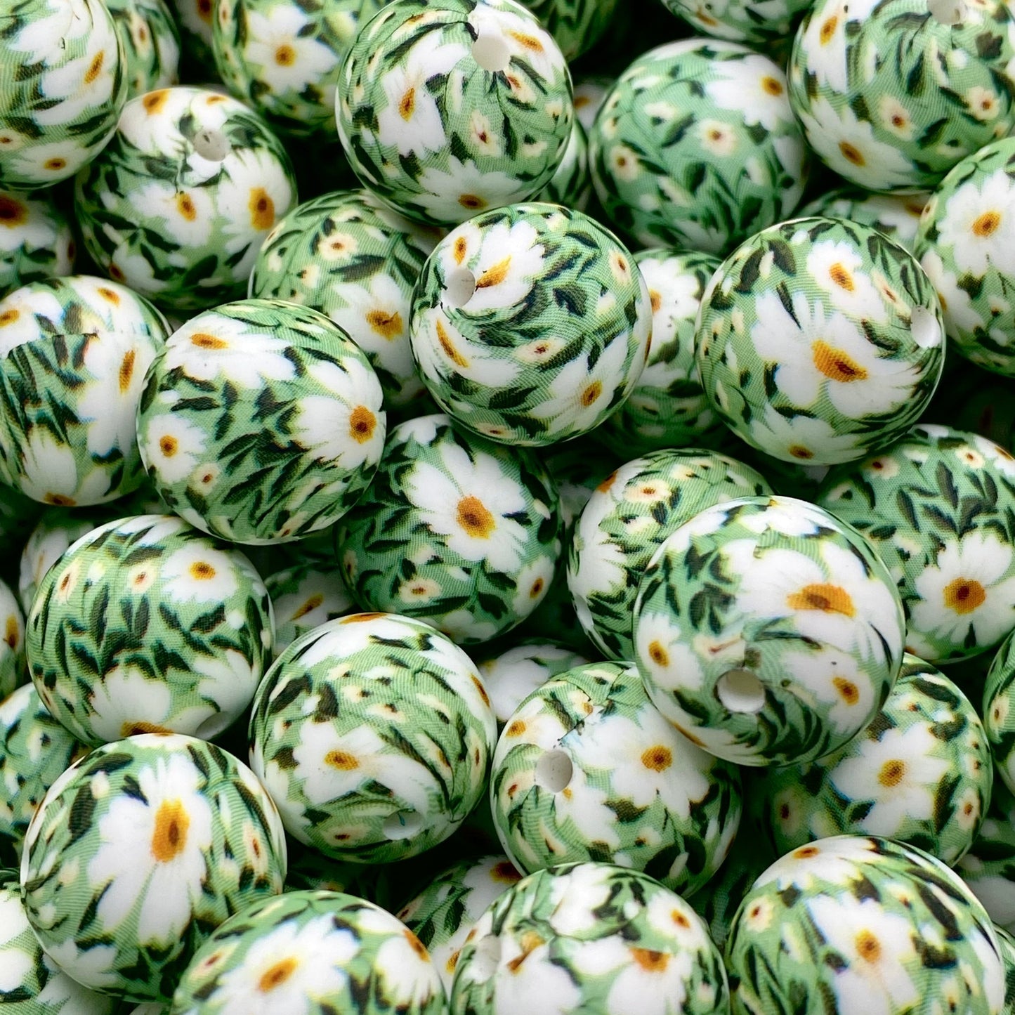 The Grass Is Always Greener Printed Silicone Beads