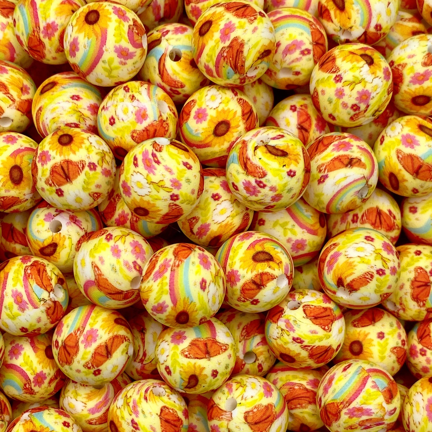 Try To Be A Rainbow In Somebody's Cloud Printed Silicone Beads
